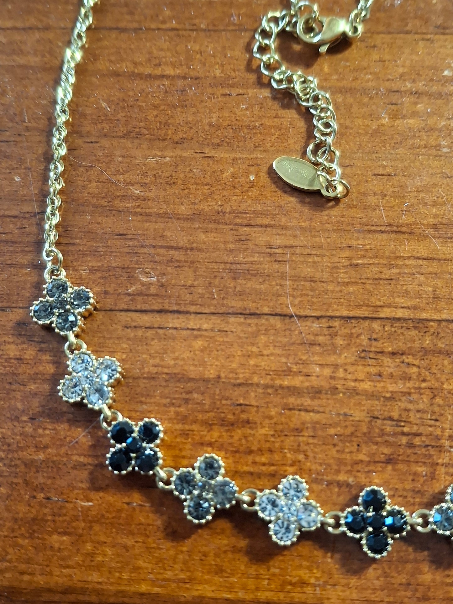 Halskette, goldfarben, Edelstahl 316 und Edelstahlkette 316 mit Kristallen besetzt