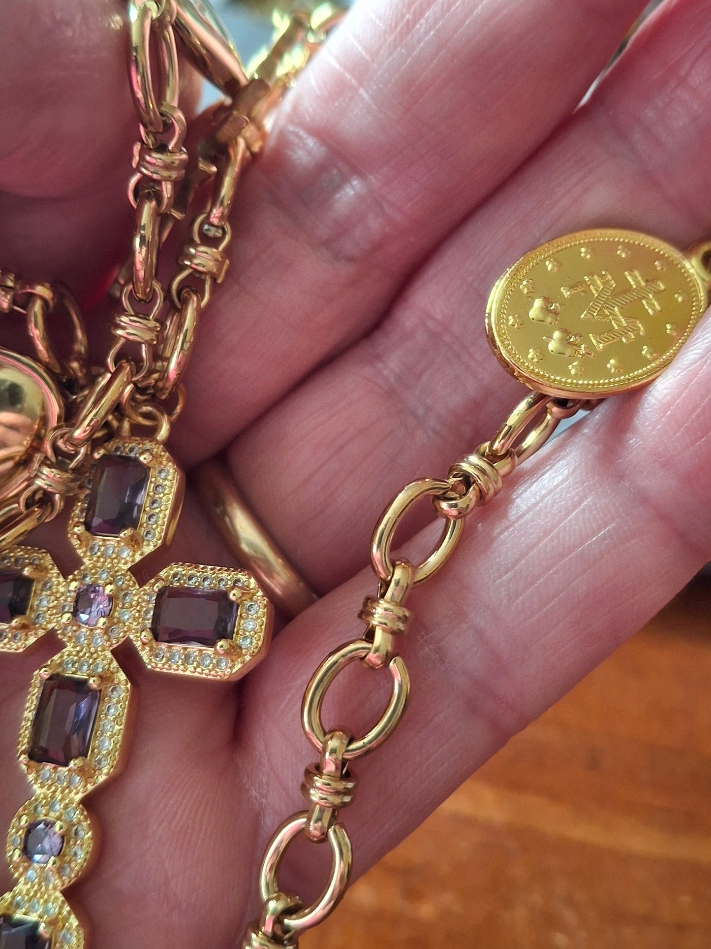 Collier chaîne maille gourmette acier inoxydable stainless steel 316 breloques handmade réglable