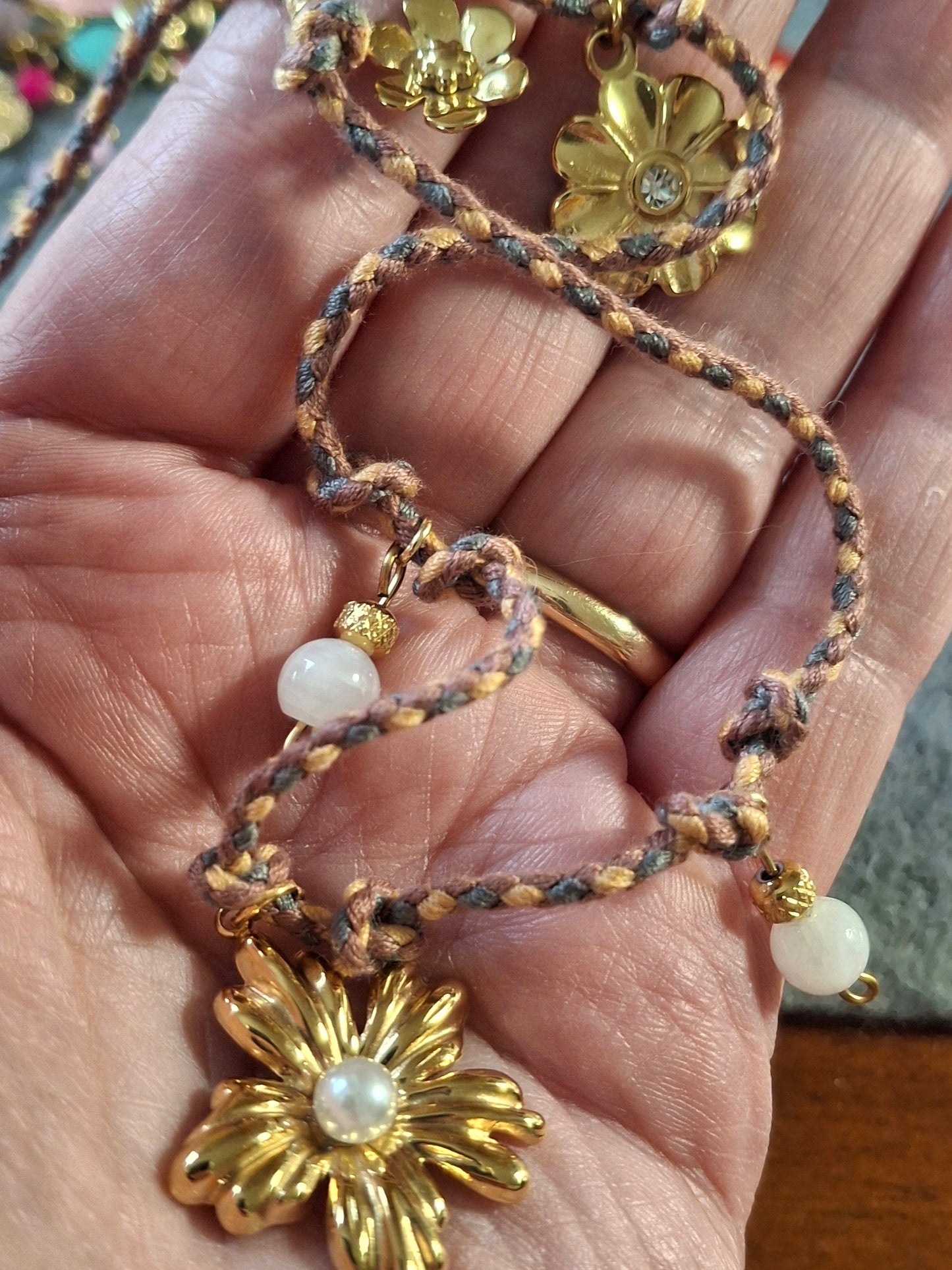 Collier cordon tressé réglable ajustable handmade