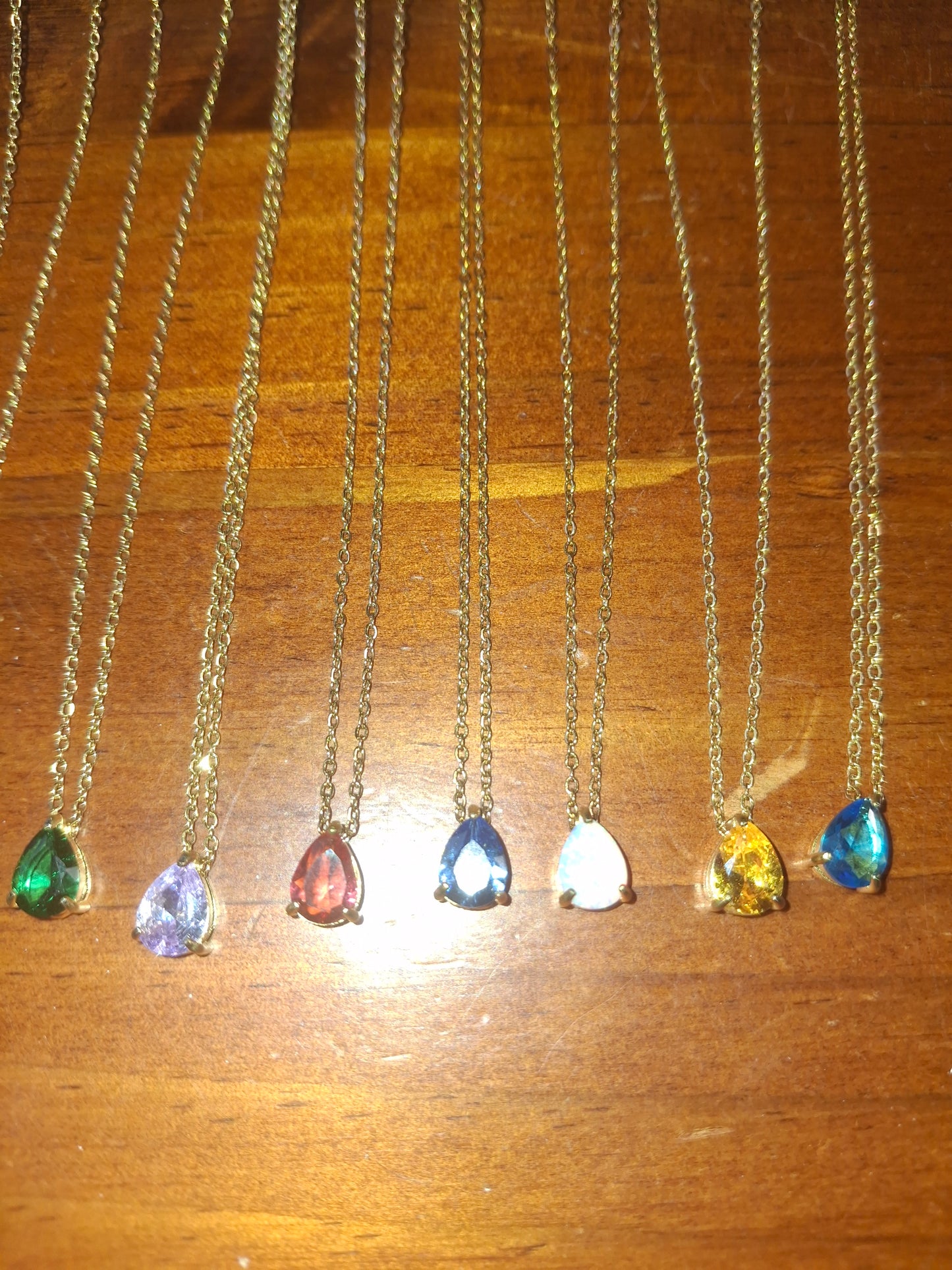 Collier chaîne acier inoxydable stainless steel 316 et cristal pierre de naissance réglable ajustable