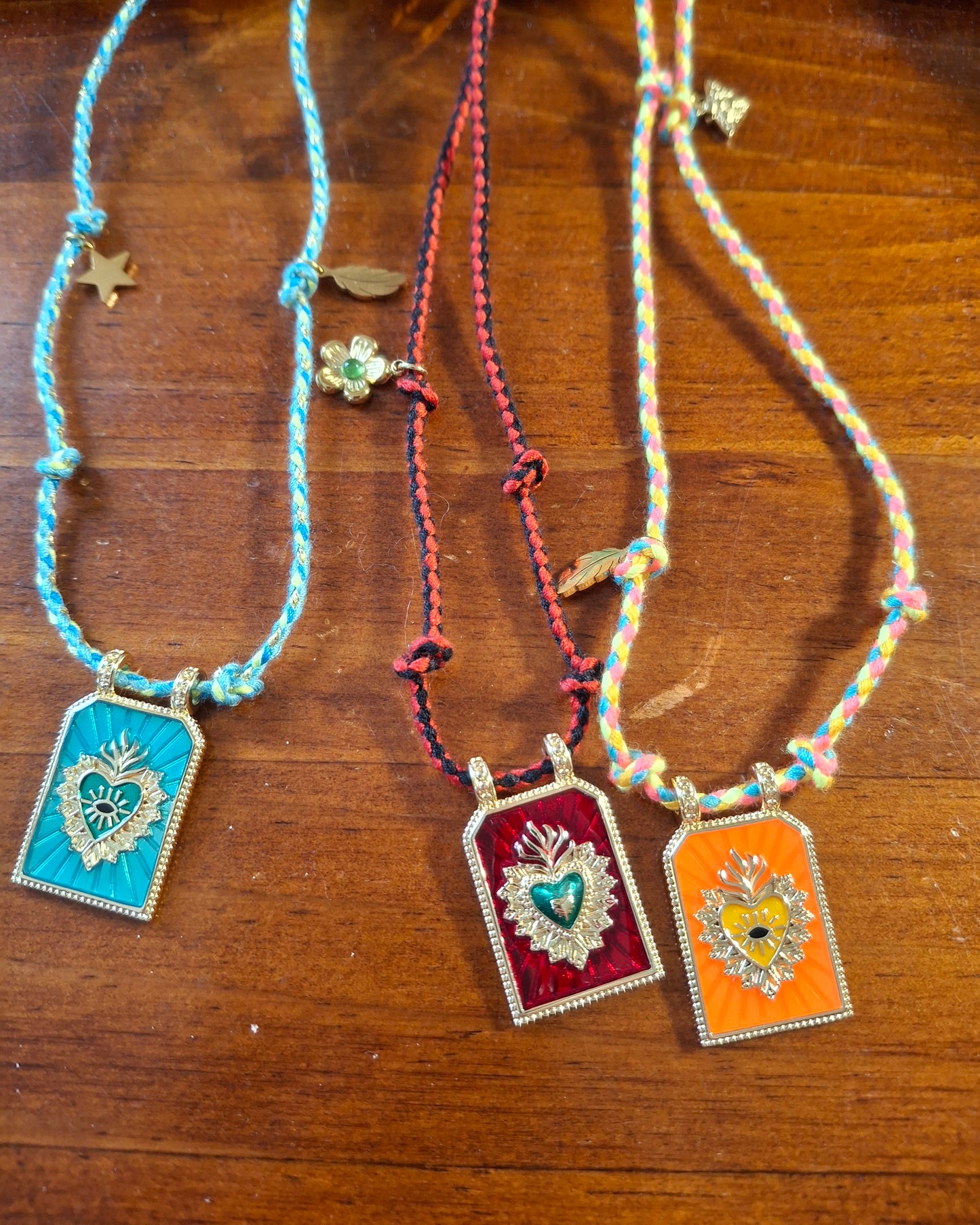 Collier cordon tressé talisman réglable ajustable handmade