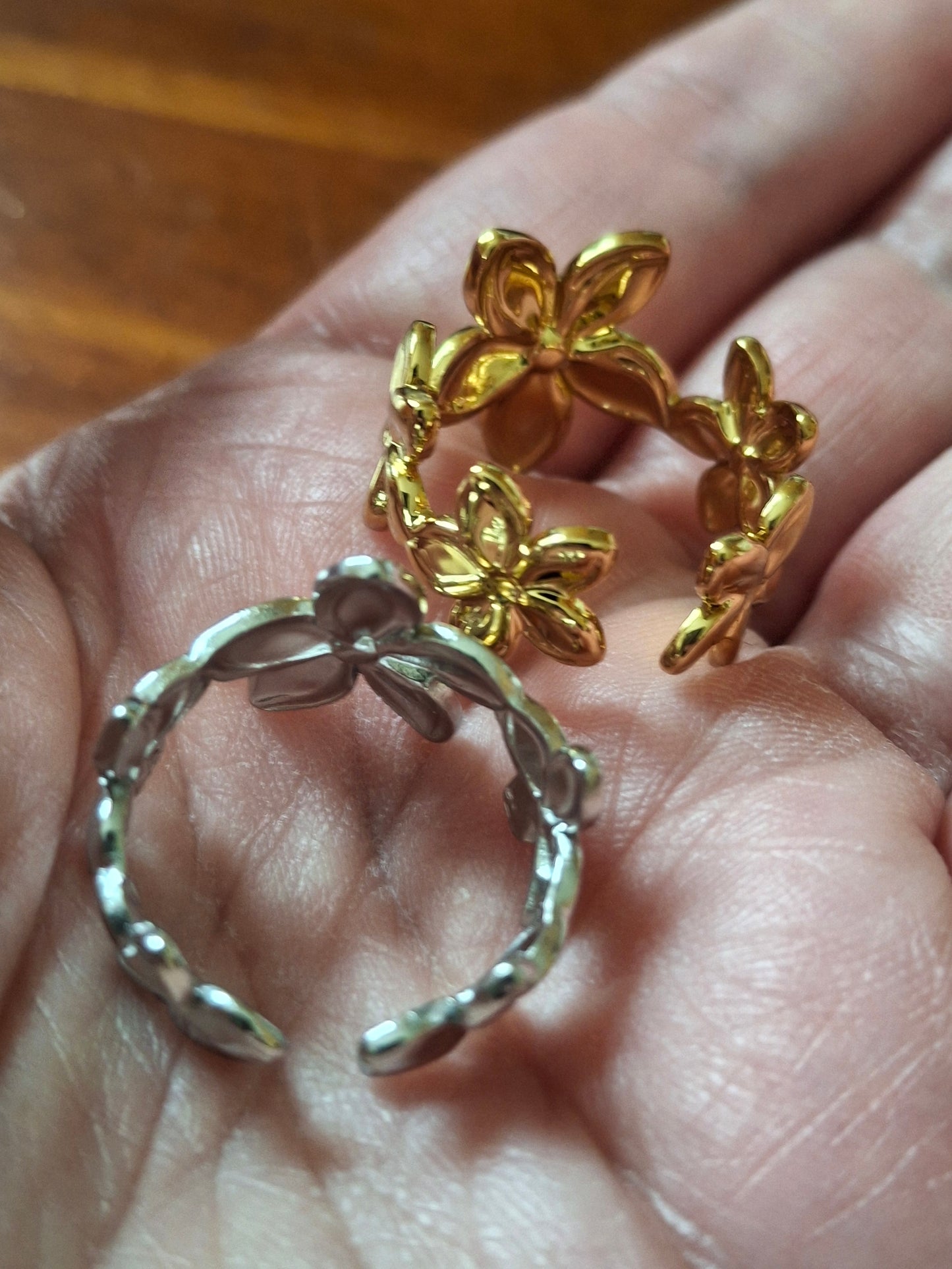 Bague acier inoxydable stainless steel 316 or ou argent réglable ajustable