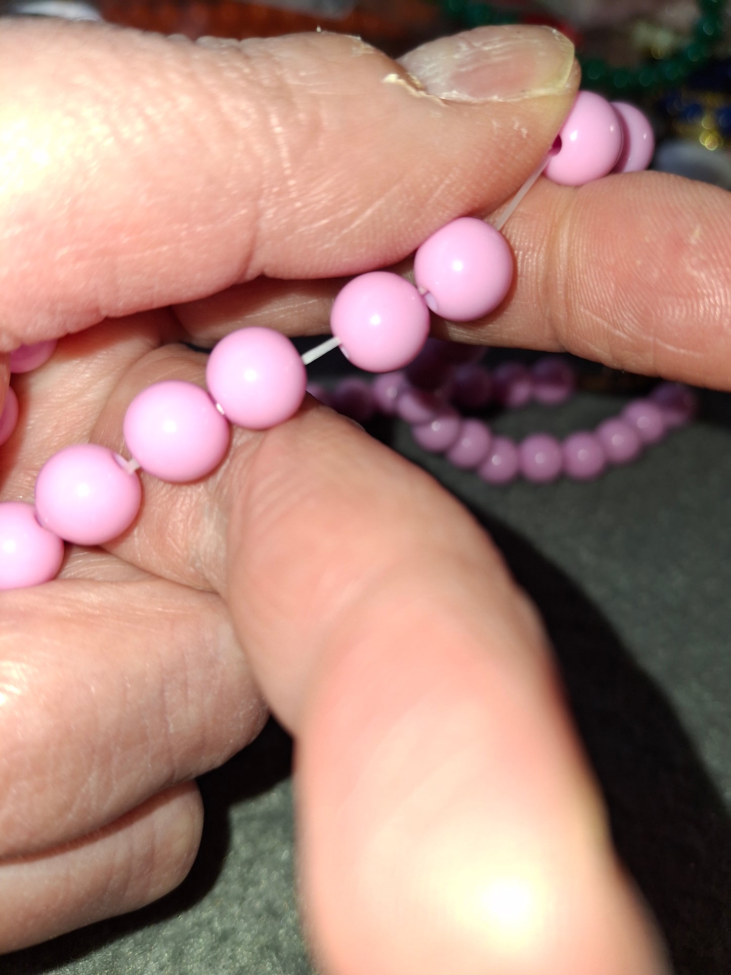 Collier perles acrylique coloré coeur handmade