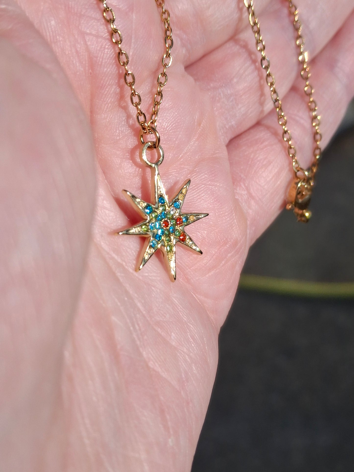 Edelstahl Goldkette Halskette Edelstahl Polarstern Anhänger Edelstahl