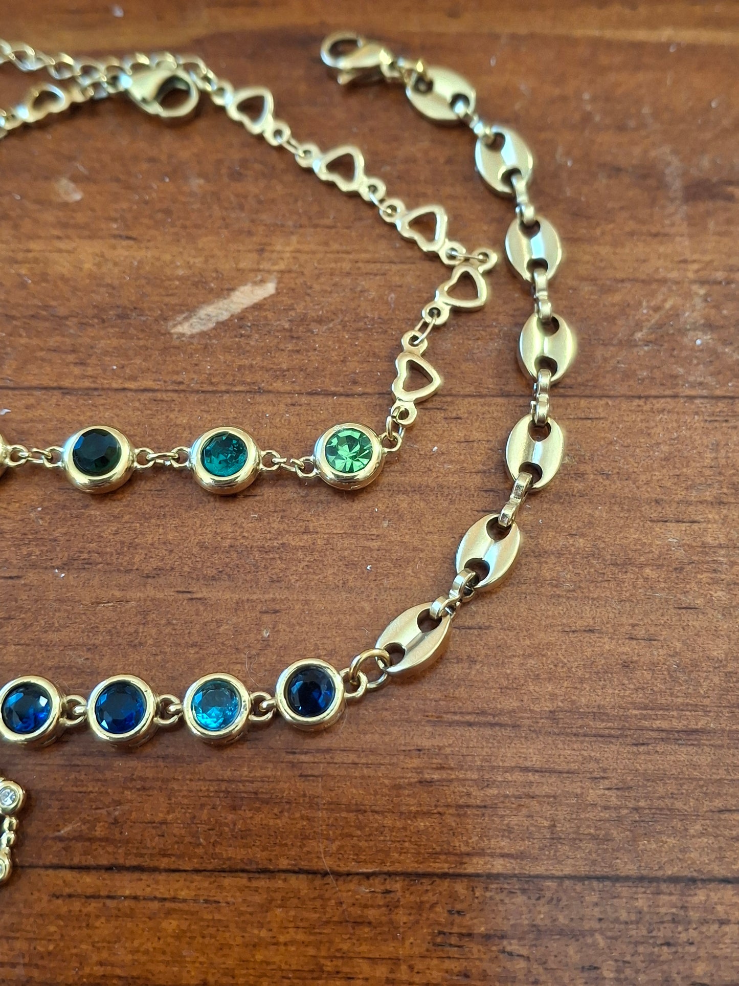 Armband Kette Edelstahl 316 von sehr schöner Qualität mit Kristallbesatz, handgefertigt nach Maß