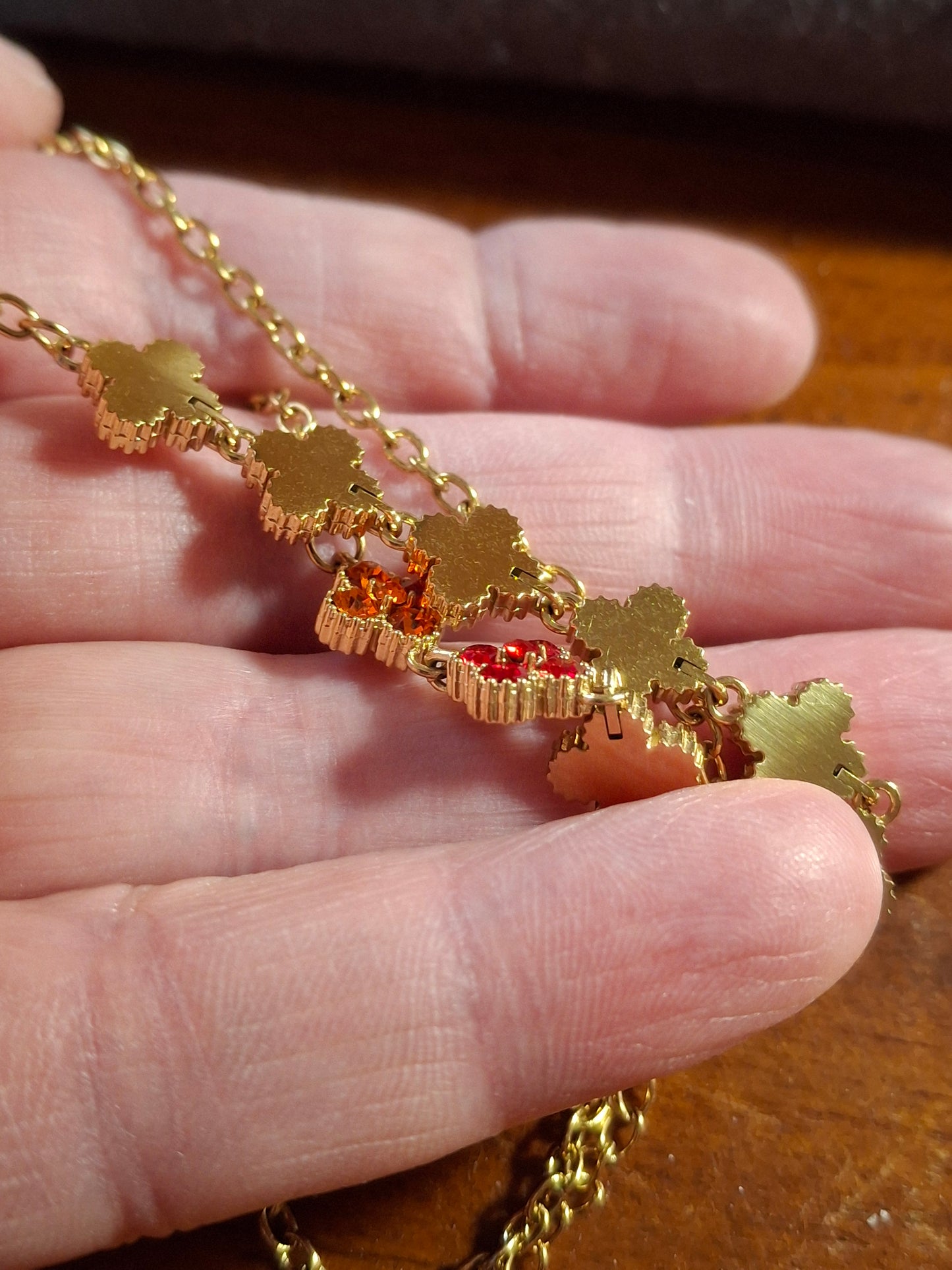 Halskette goldfarbene Kette Edelstahl 316 Kristall und Kette Edelstahl 316 handgefertigt