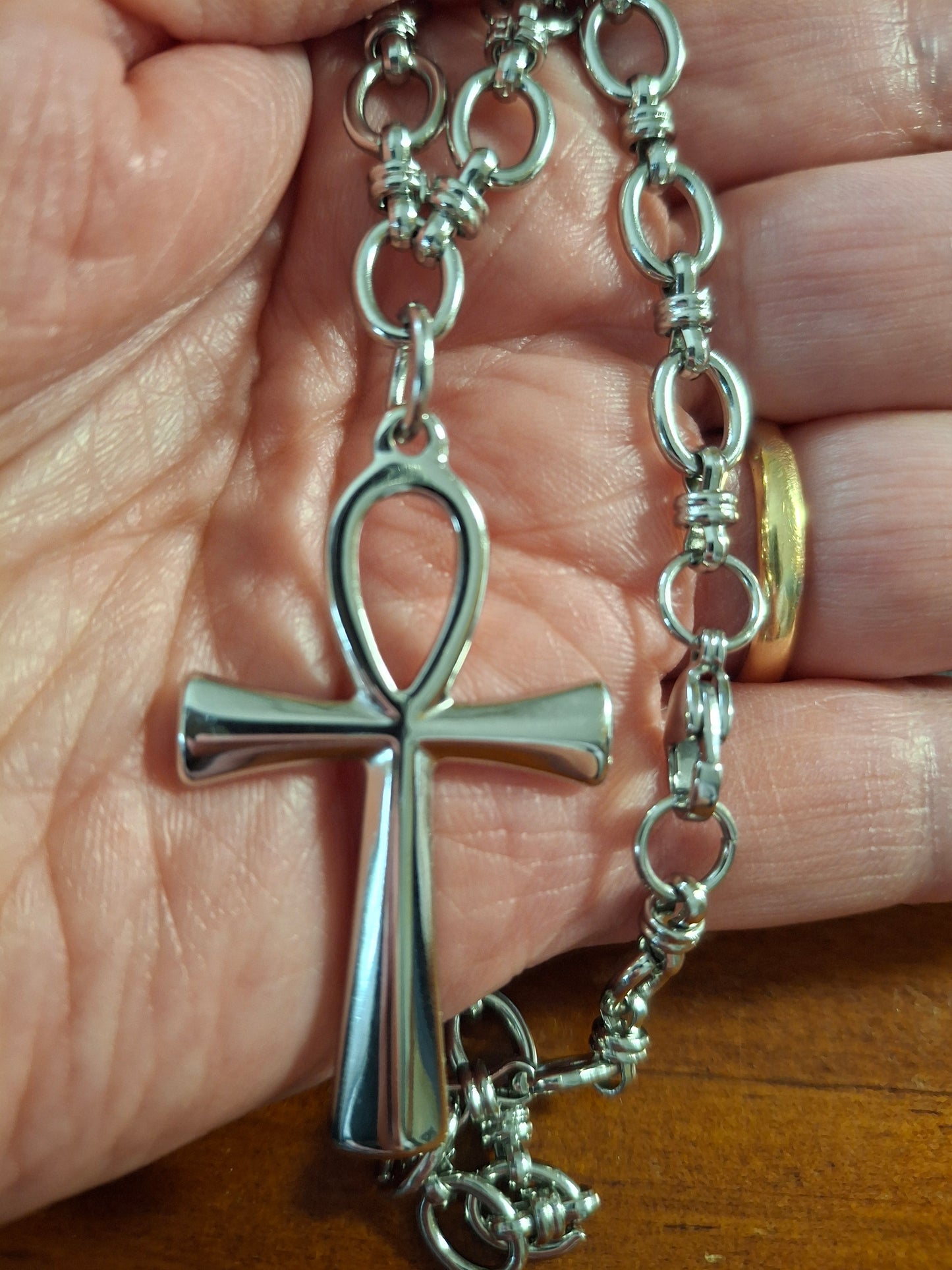 Collier très belle chaîne acier inoxydable stainless steel 316 ,croix ANKH stainless steel 316