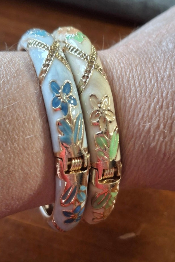 Jonc rigide vintage email cloisonné bohème