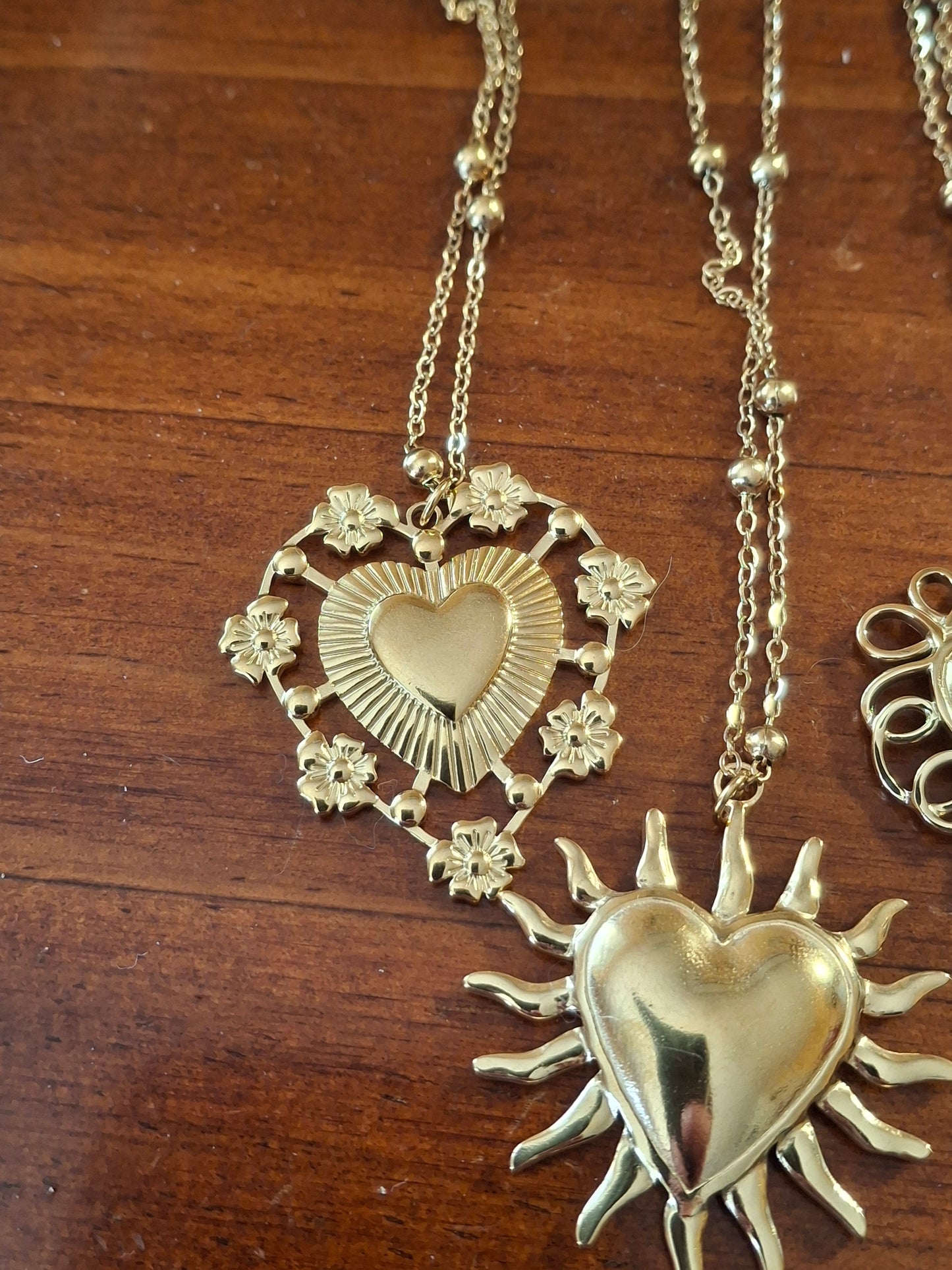 Halskette, lange Kette aus Edelstahl 316 und großer Herzanhänger aus Edelstahl 316