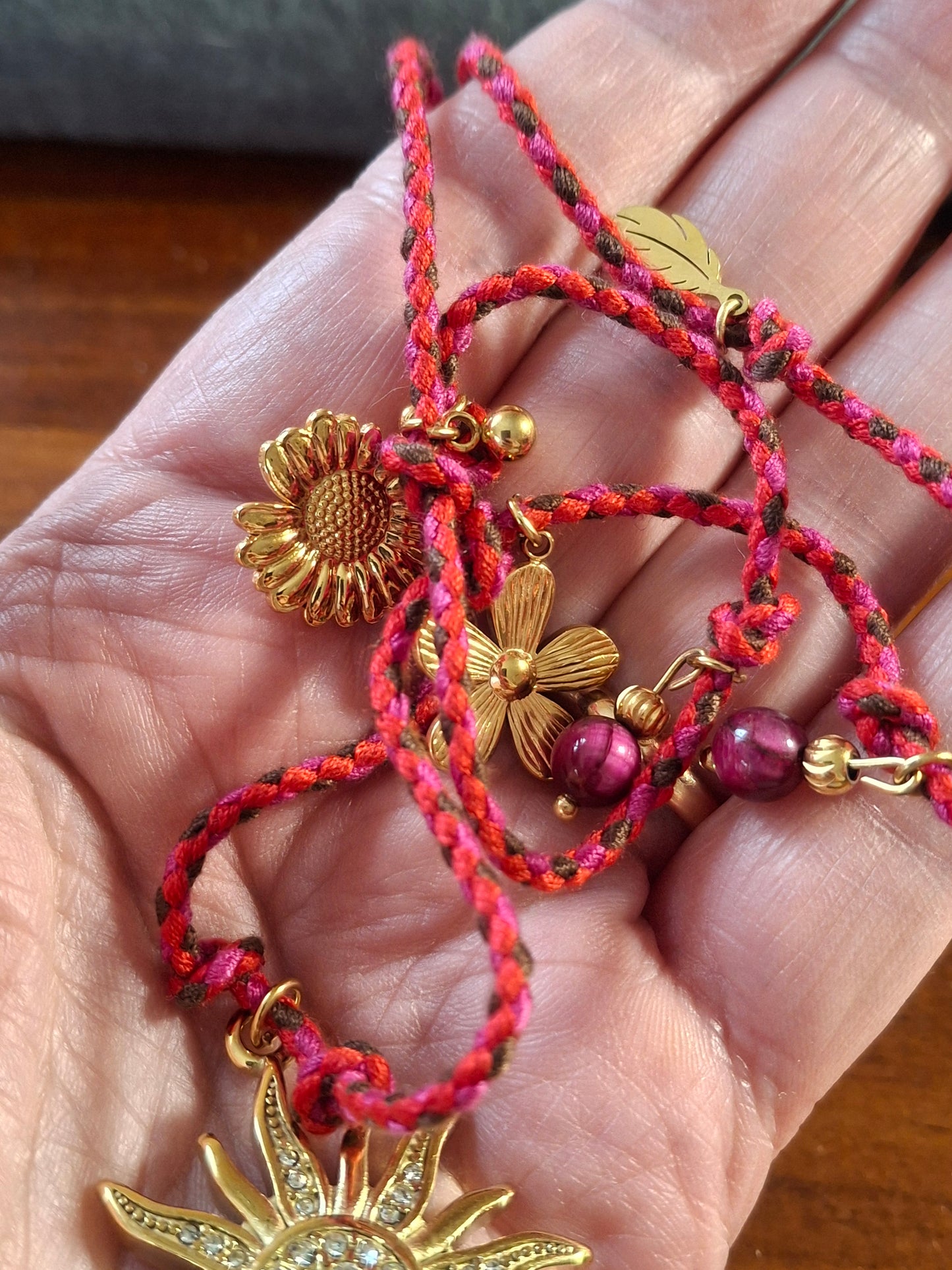 Collier cordon tressé réglable ajustable handmade