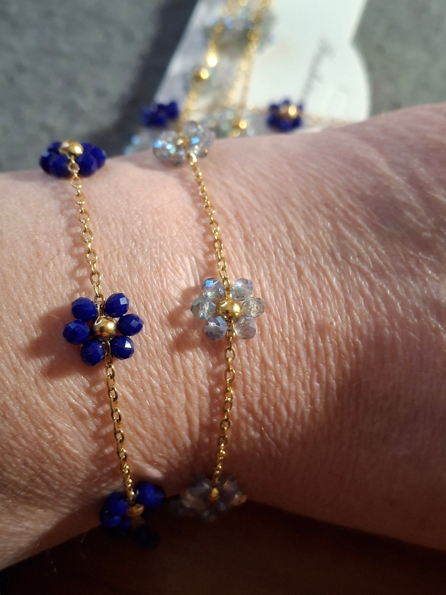 Bracelet chaîne acier inoxydable stainless steel fleurs sur mesure