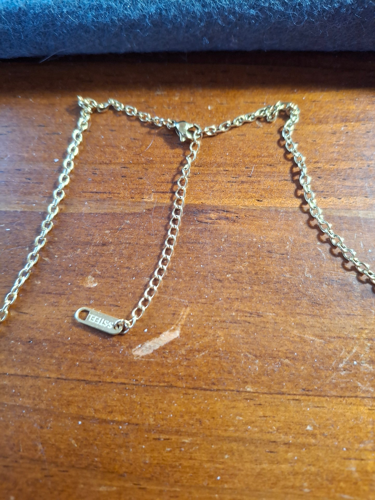 Halskette goldfarbene Kette Edelstahl 316 Kristall und Kette Edelstahl 316 handgefertigt