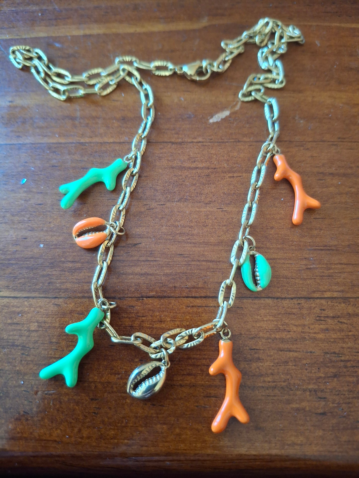 Collier acier inoxydable stainless steel et breloques stainless steel réglable handmade