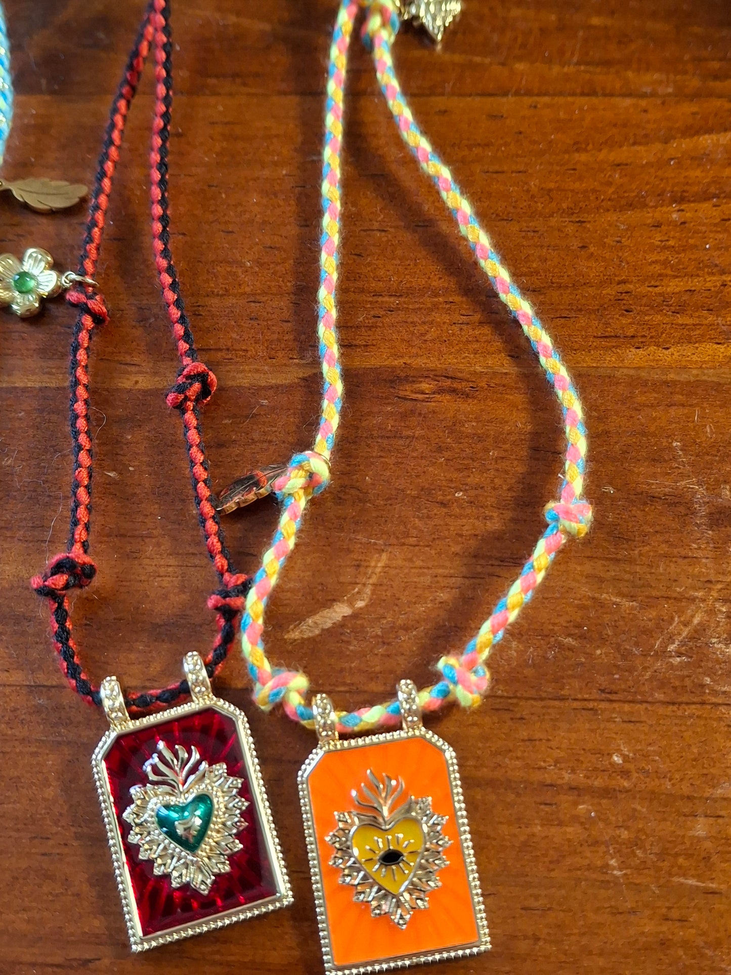 Collier cordon tressé talisman réglable ajustable handmade