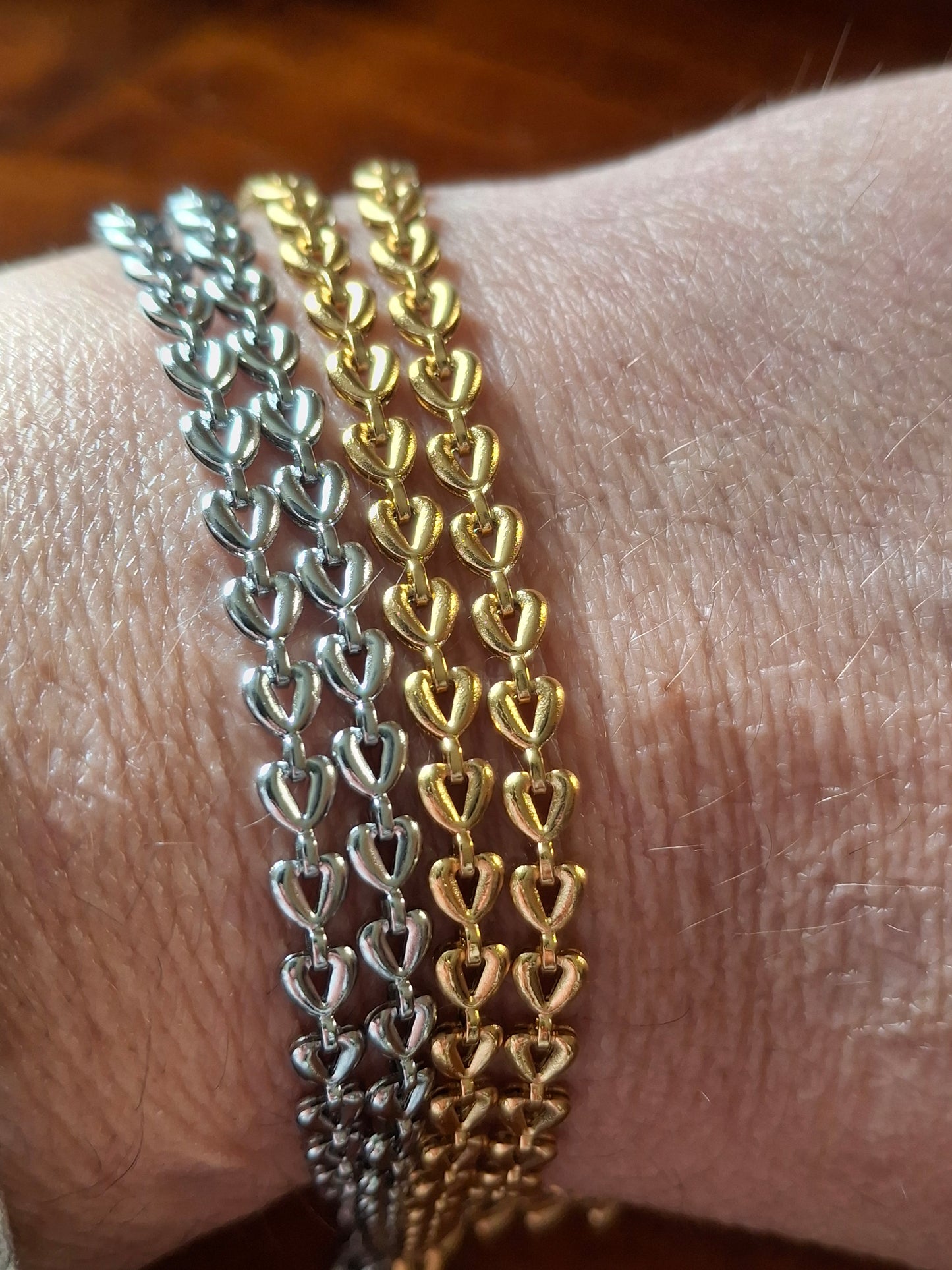 Bracelet chaîne acier inoxydable stainless steel 316 motif cœur sur mesure