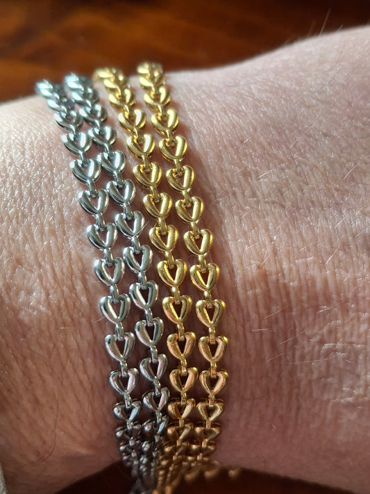 Bracelet chaîne acier inoxydable stainless steel 316 motif cœur sur mesure