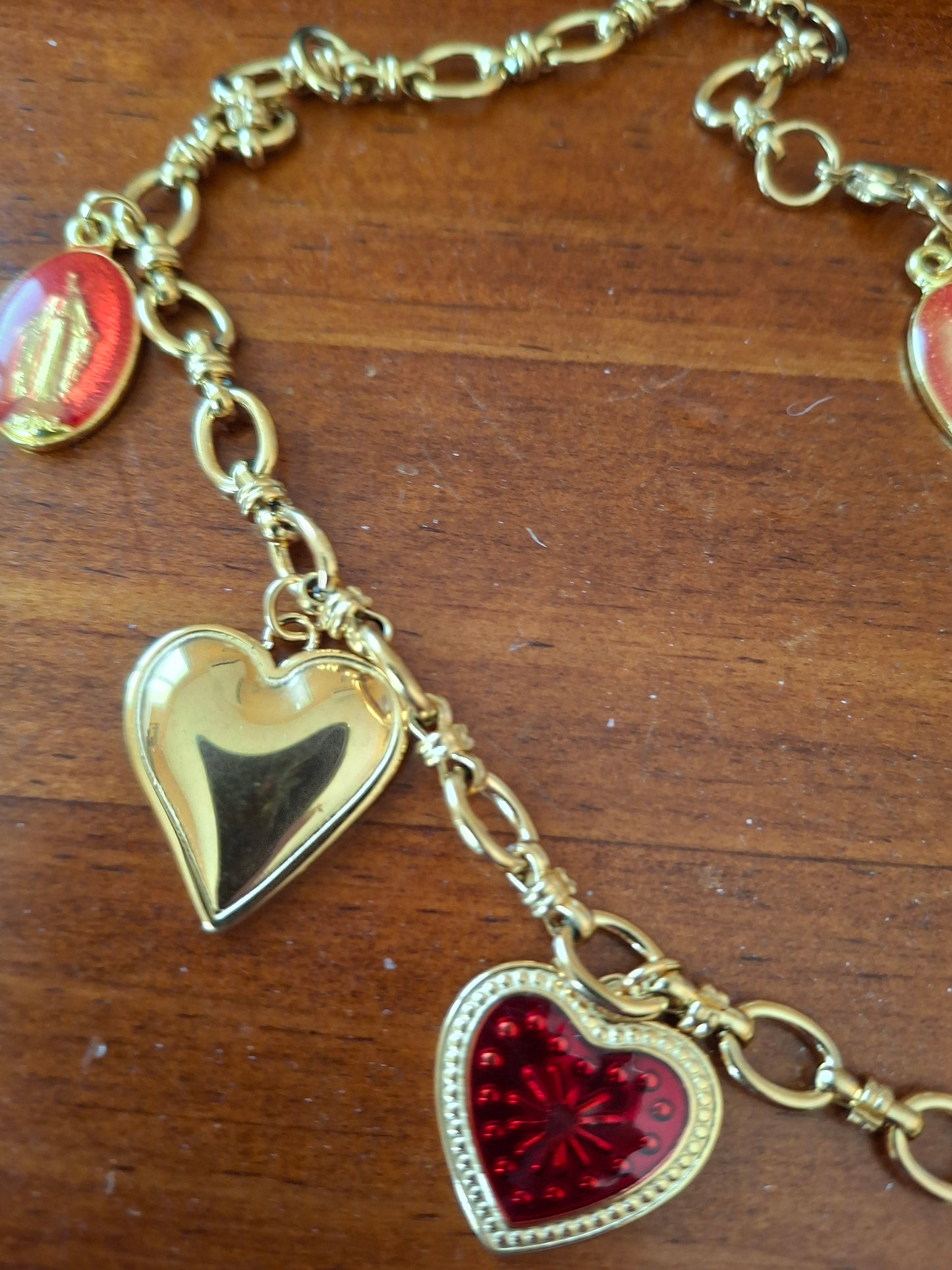 Sautoir chaîne maille gourmette acier inoxydable stainless steel breloques et croix plaqué or 18K handmade réglable