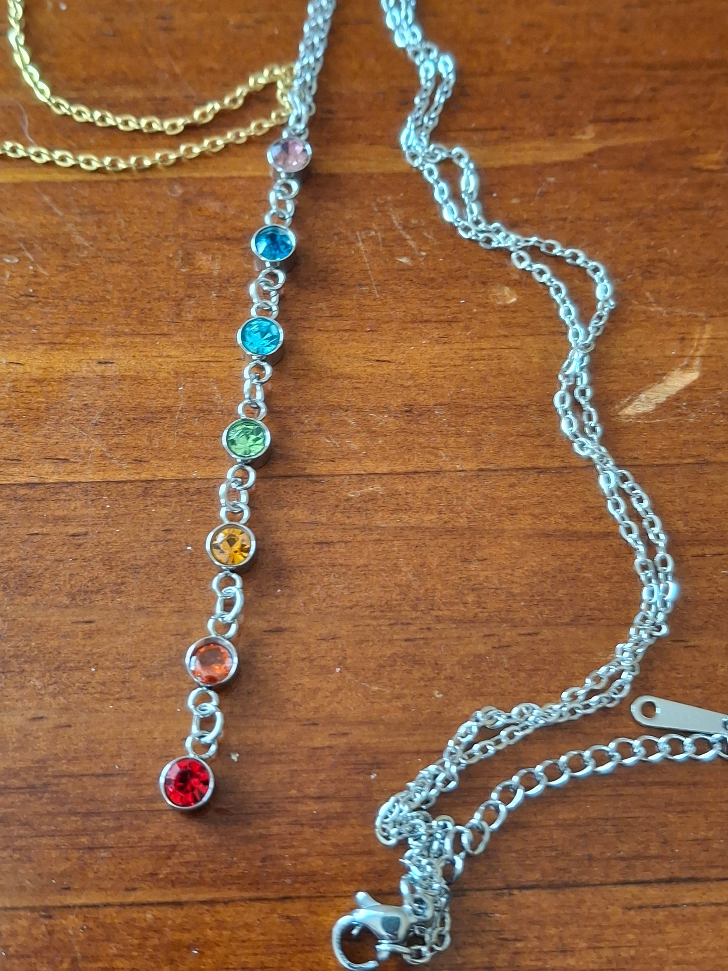 Y-förmige Halskette, Edelstahl 316, 7 Chakren