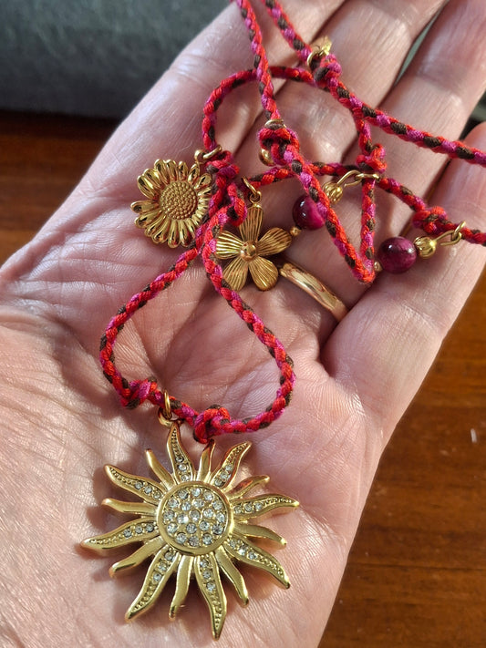 Collier cordon tressé réglable ajustable handmade