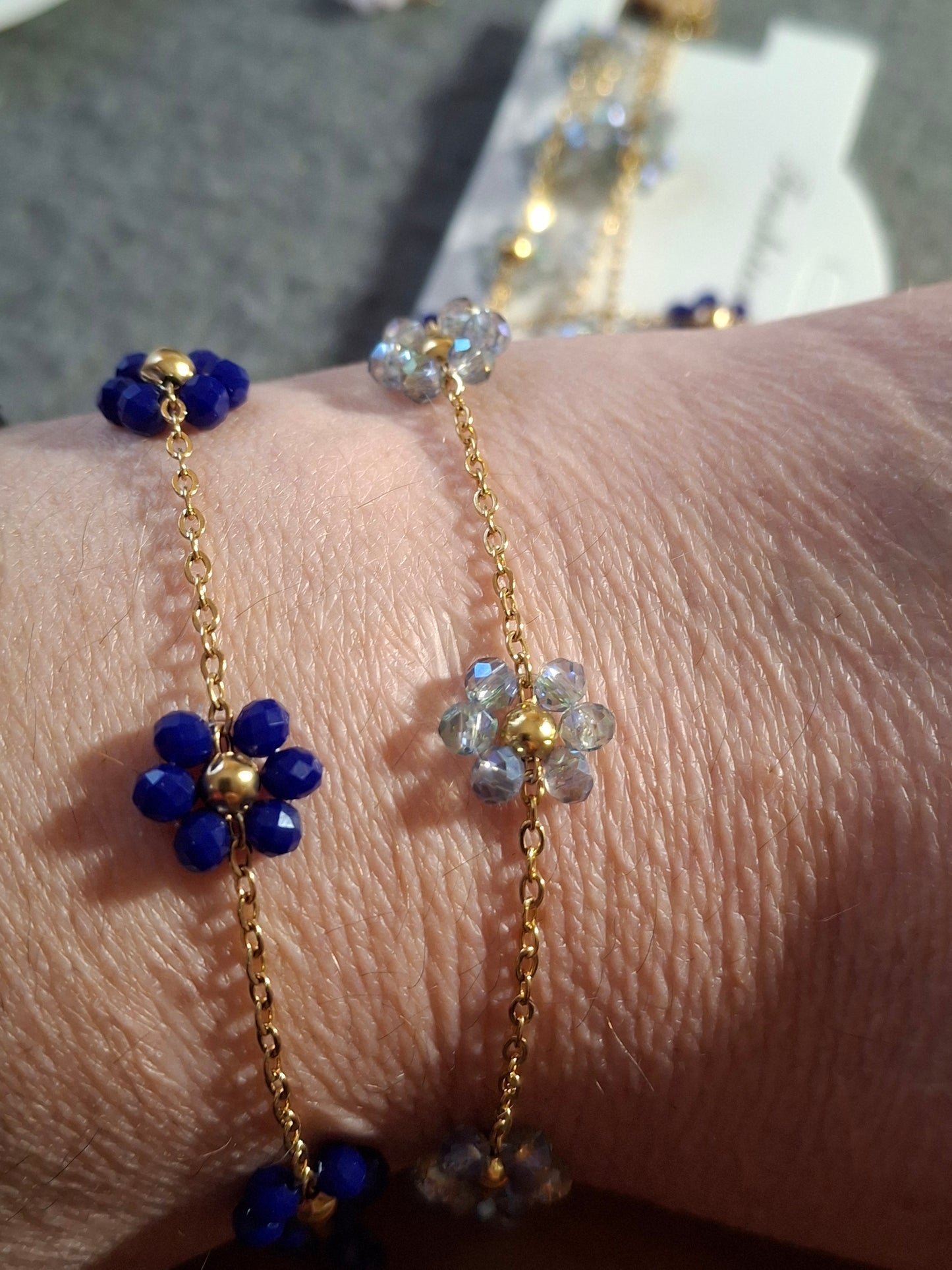 Bracelet chaîne acier inoxydable stainless steel fleurs sur mesure