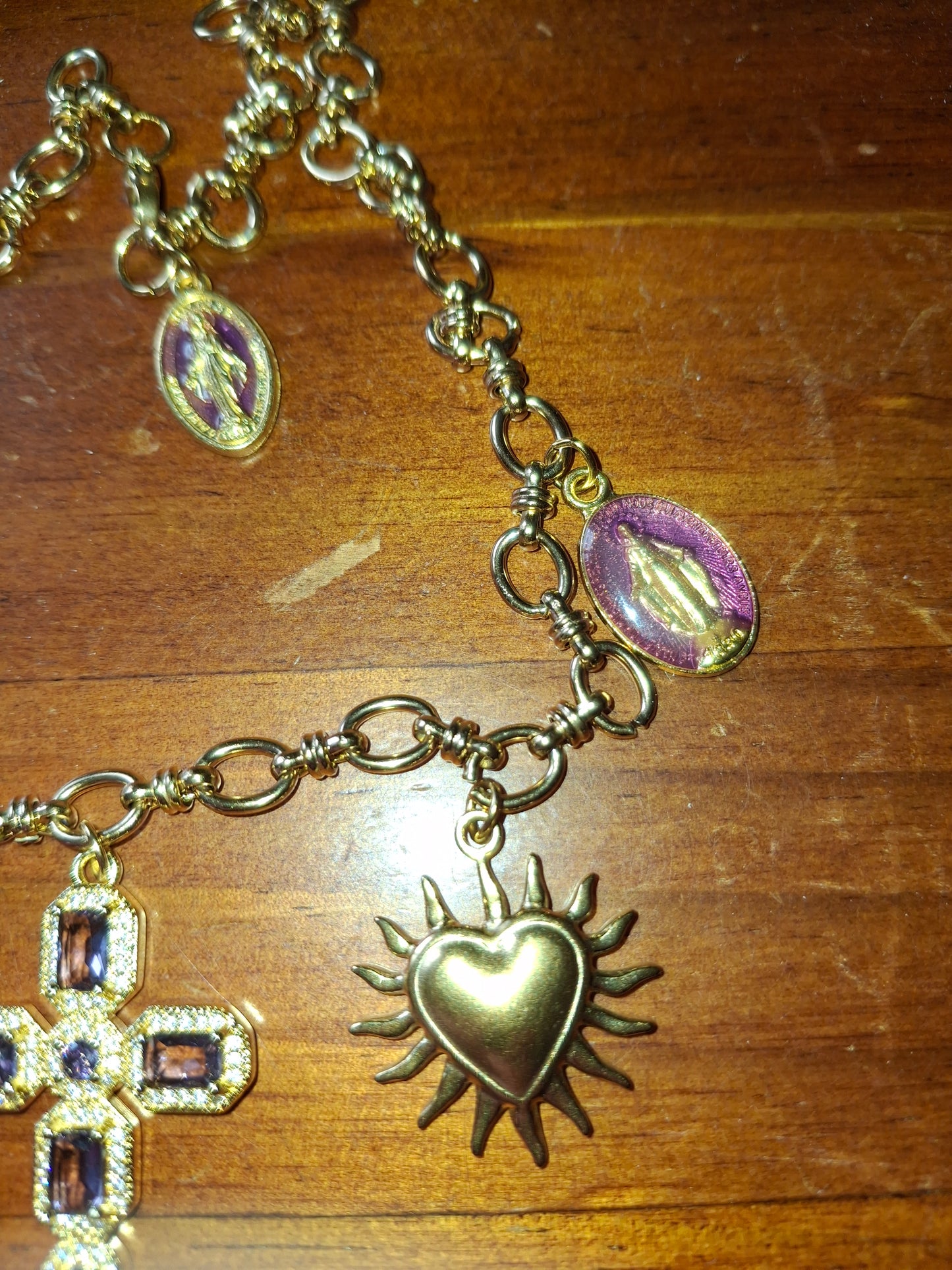 Collier chaîne maille gourmette acier inoxydable stainless steel 316 breloques handmade réglable