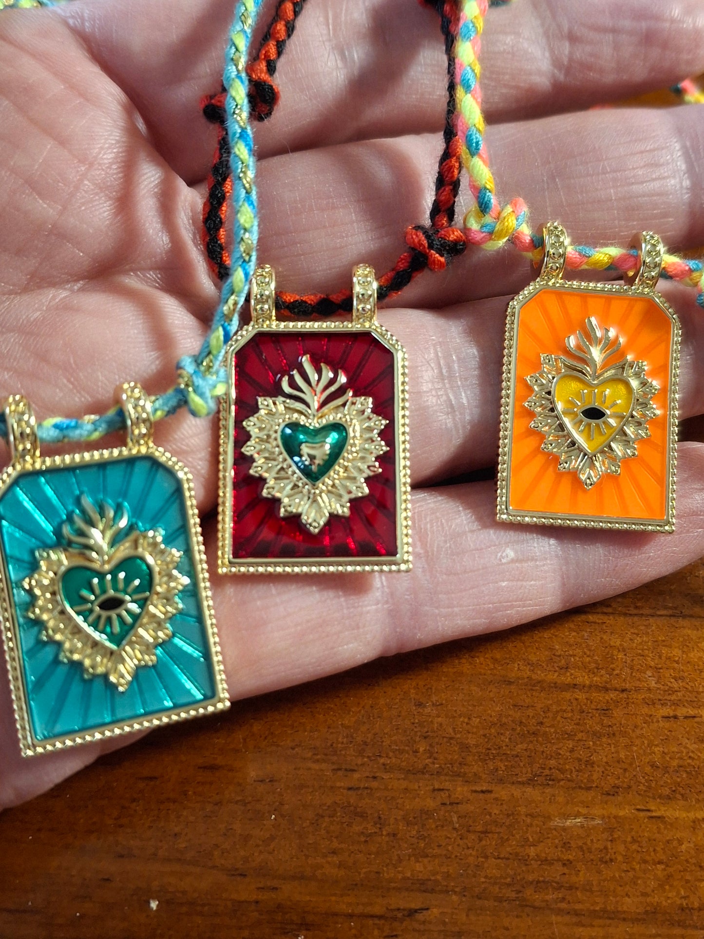 Collier cordon tressé talisman réglable ajustable handmade