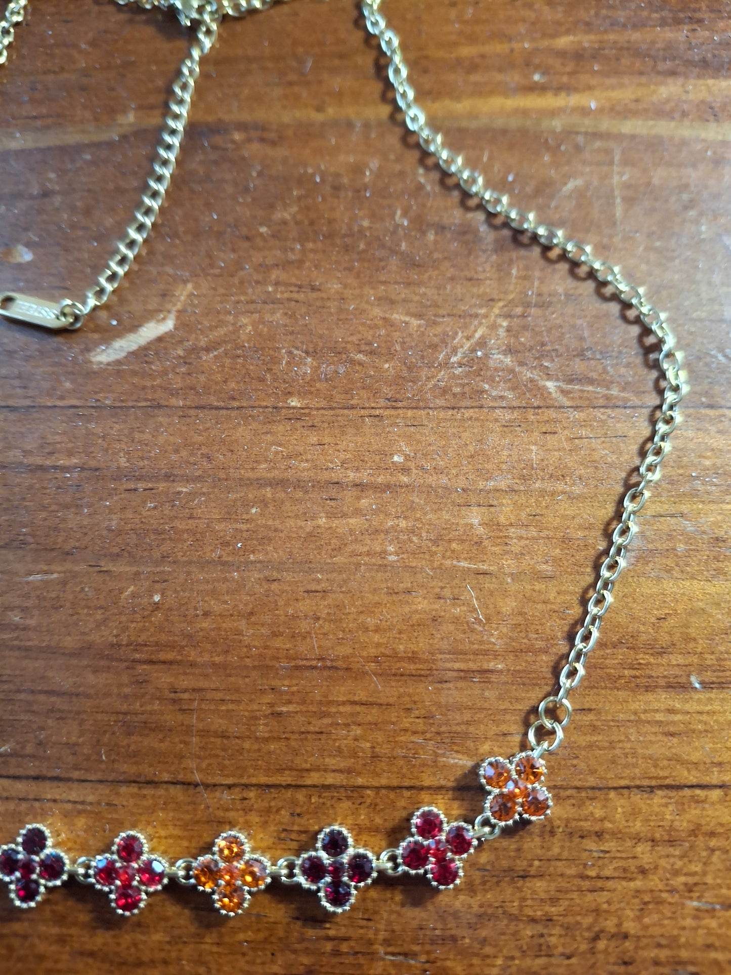 Halskette goldfarbene Kette Edelstahl 316 Kristall und Kette Edelstahl 316 handgefertigt