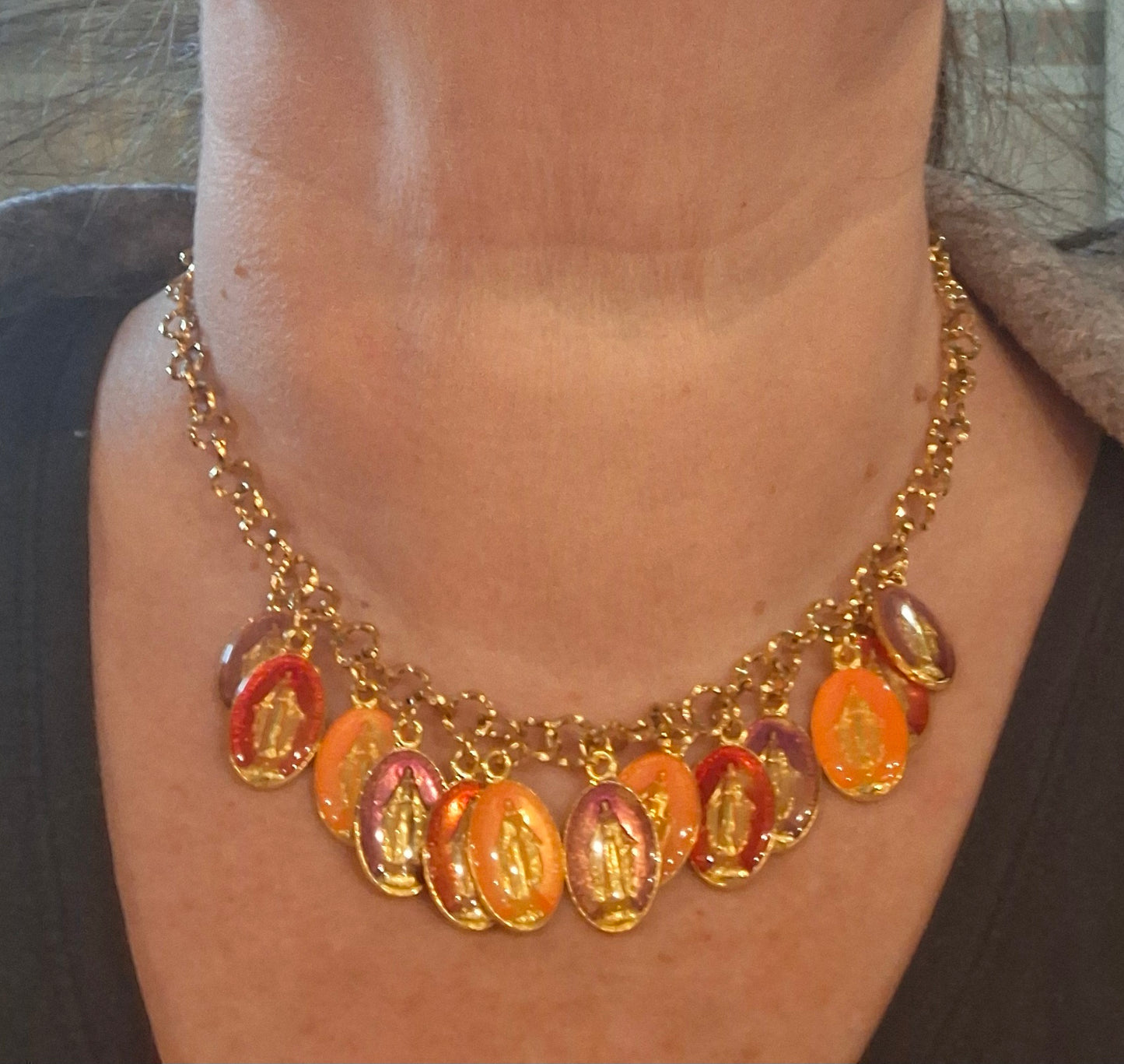 Stainless steel 316 chain necklace with Madonna charms