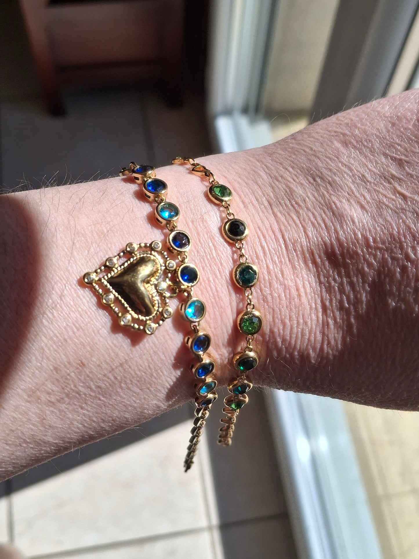 Armband Kette Edelstahl 316 von sehr schöner Qualität mit Kristallbesatz, handgefertigt nach Maß