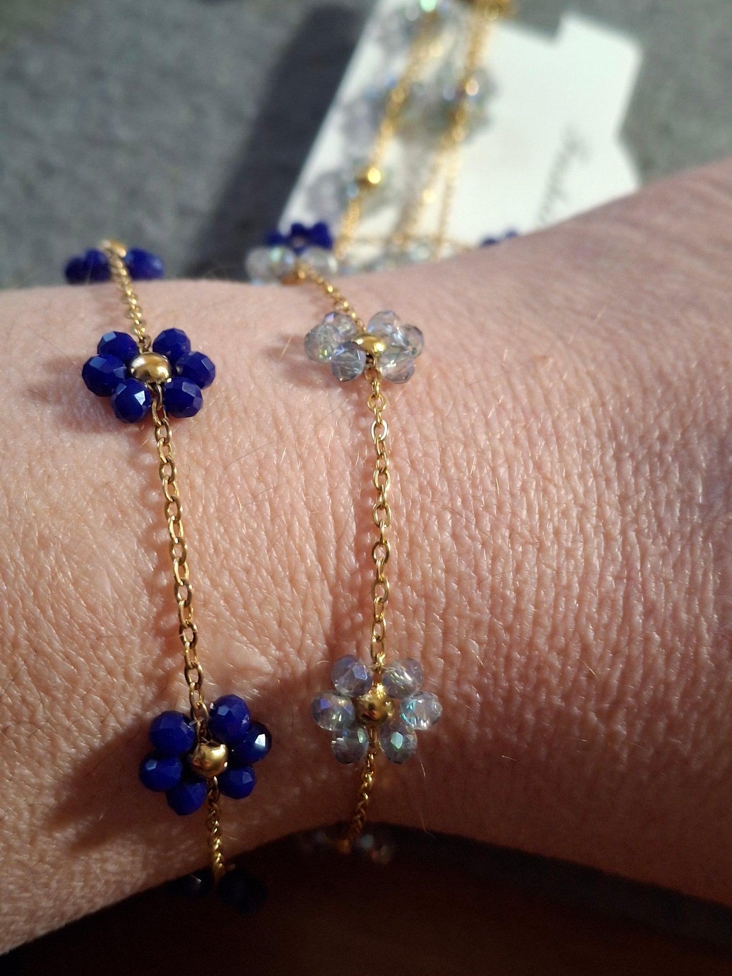 Bracelet chaîne acier inoxydable stainless steel fleurs sur mesure