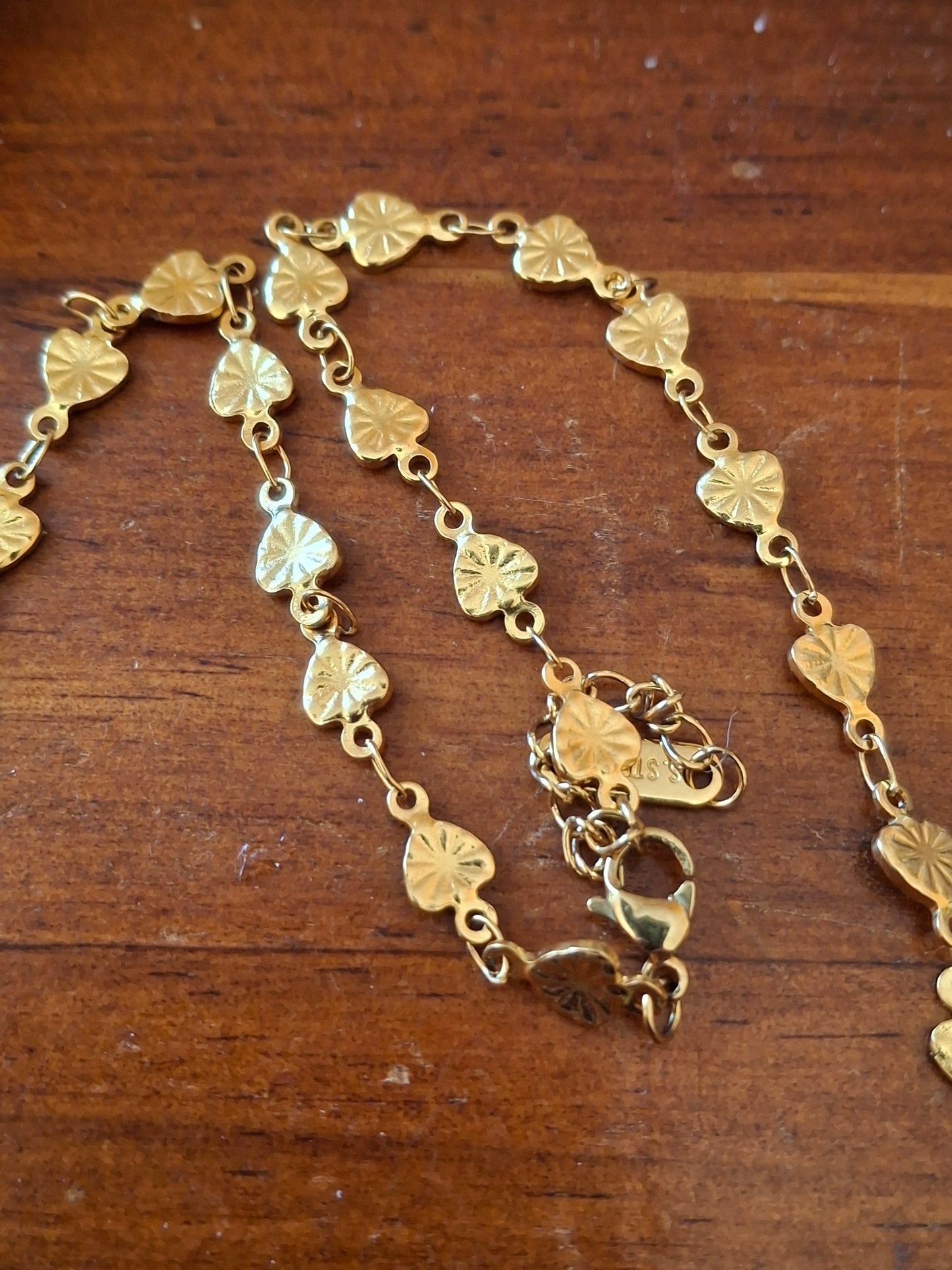 Herzkette aus Edelstahl 316 und mehrfarbige Blumenkette aus Edelstahl mit Kristall, handgefertigt, verstellbar