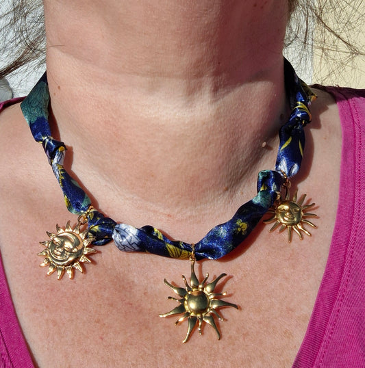 Collier foulard handmade et breloques stainless steel 316 cadeau