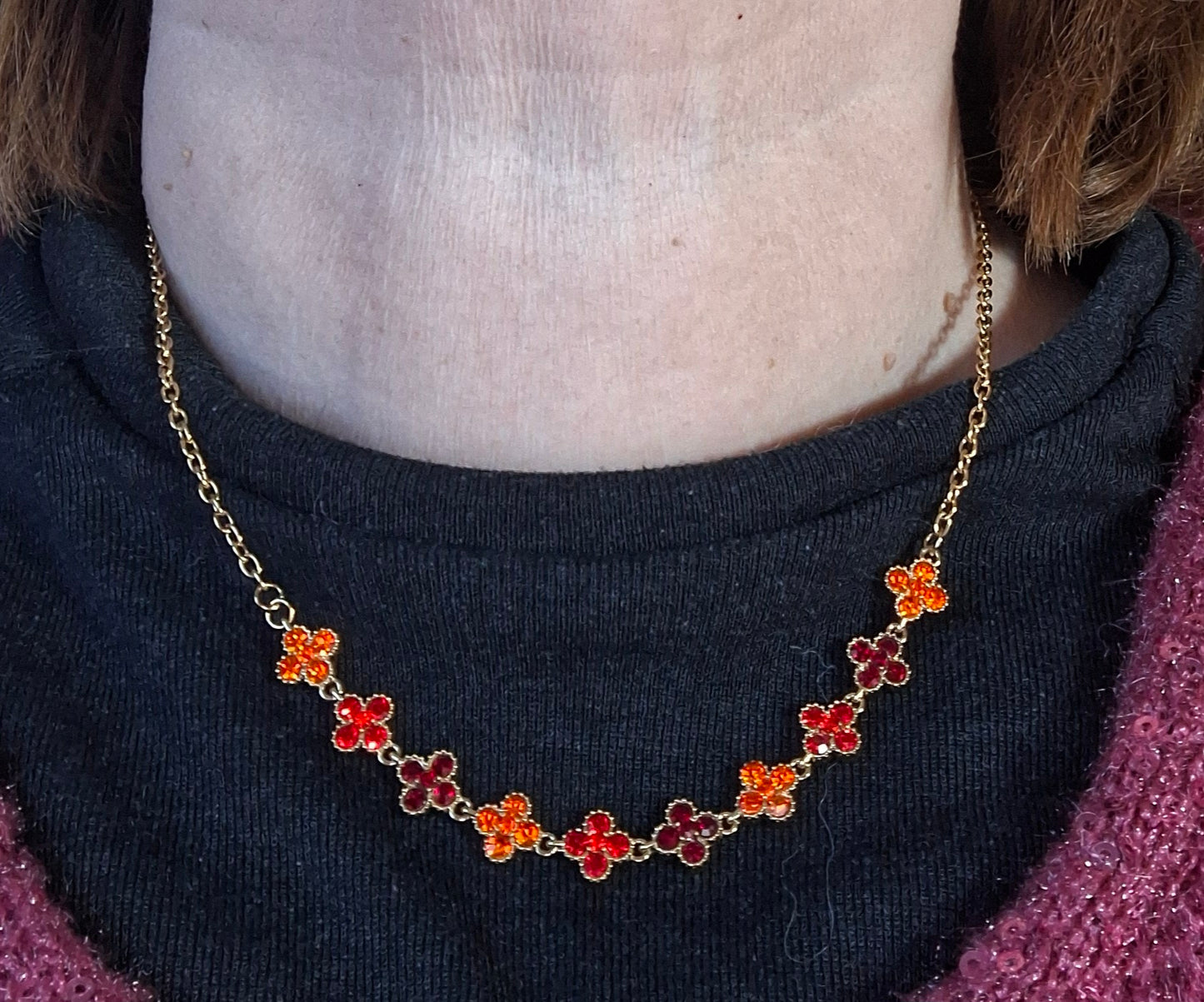 Halskette goldfarbene Kette Edelstahl 316 Kristall und Kette Edelstahl 316 handgefertigt