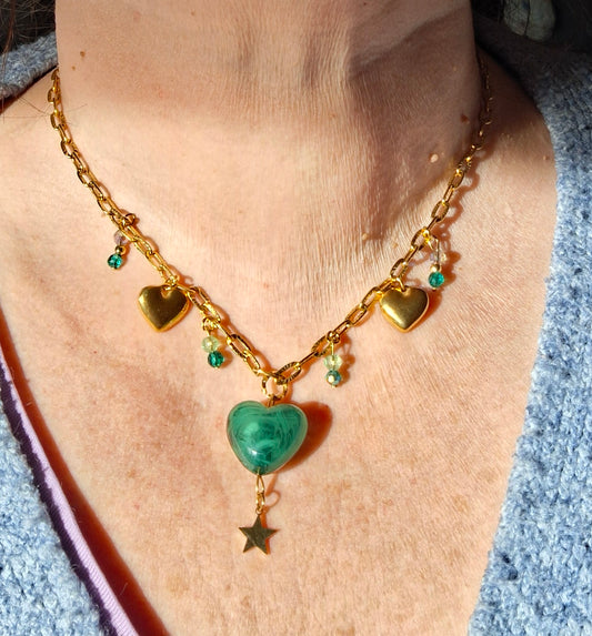 Collier chaîne dorée acier inoxydable stainless steel 316 breloques handmade