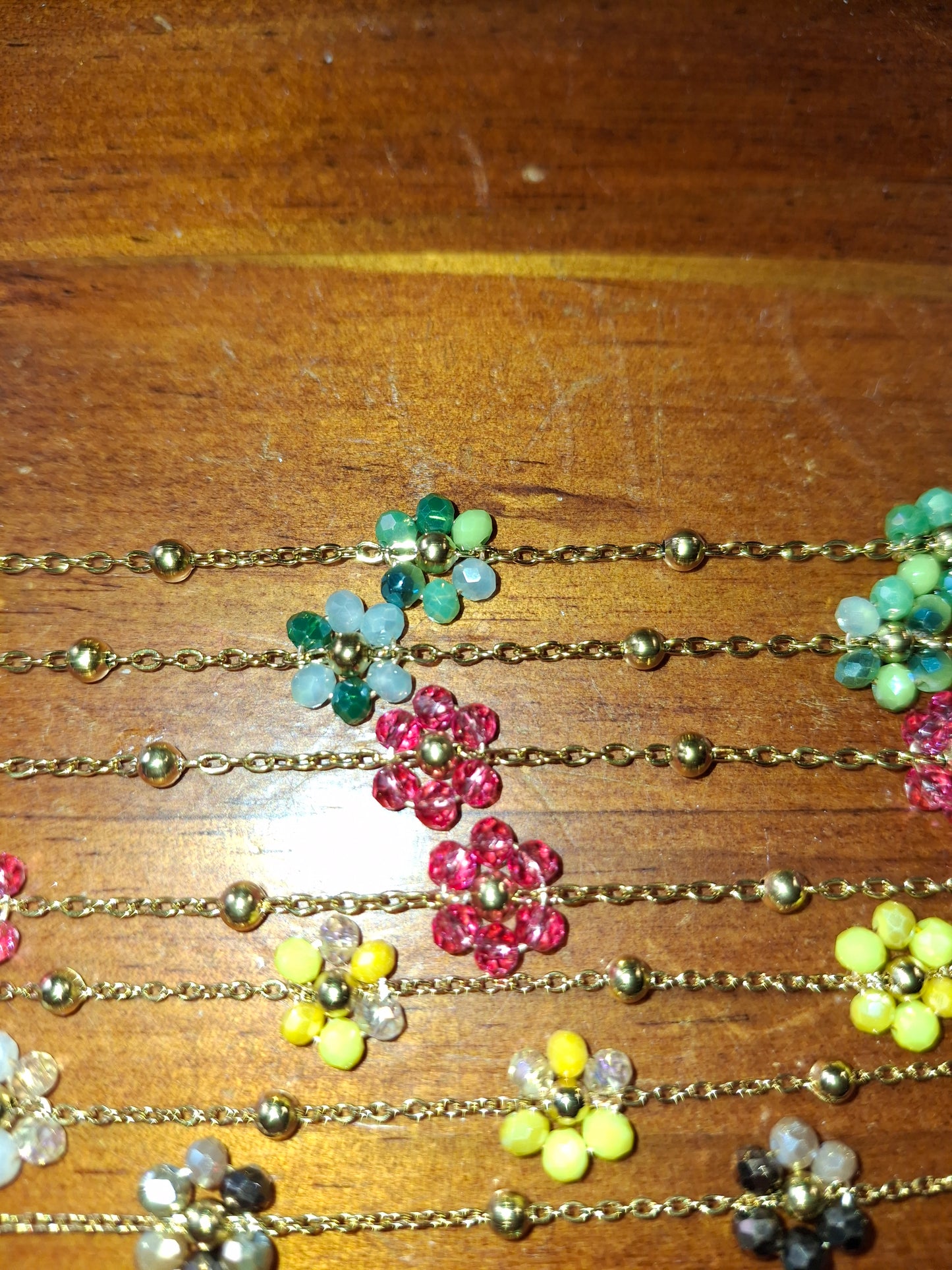 Collier chaîne dorée acier inoxydable stainless steel 316 et fleurs