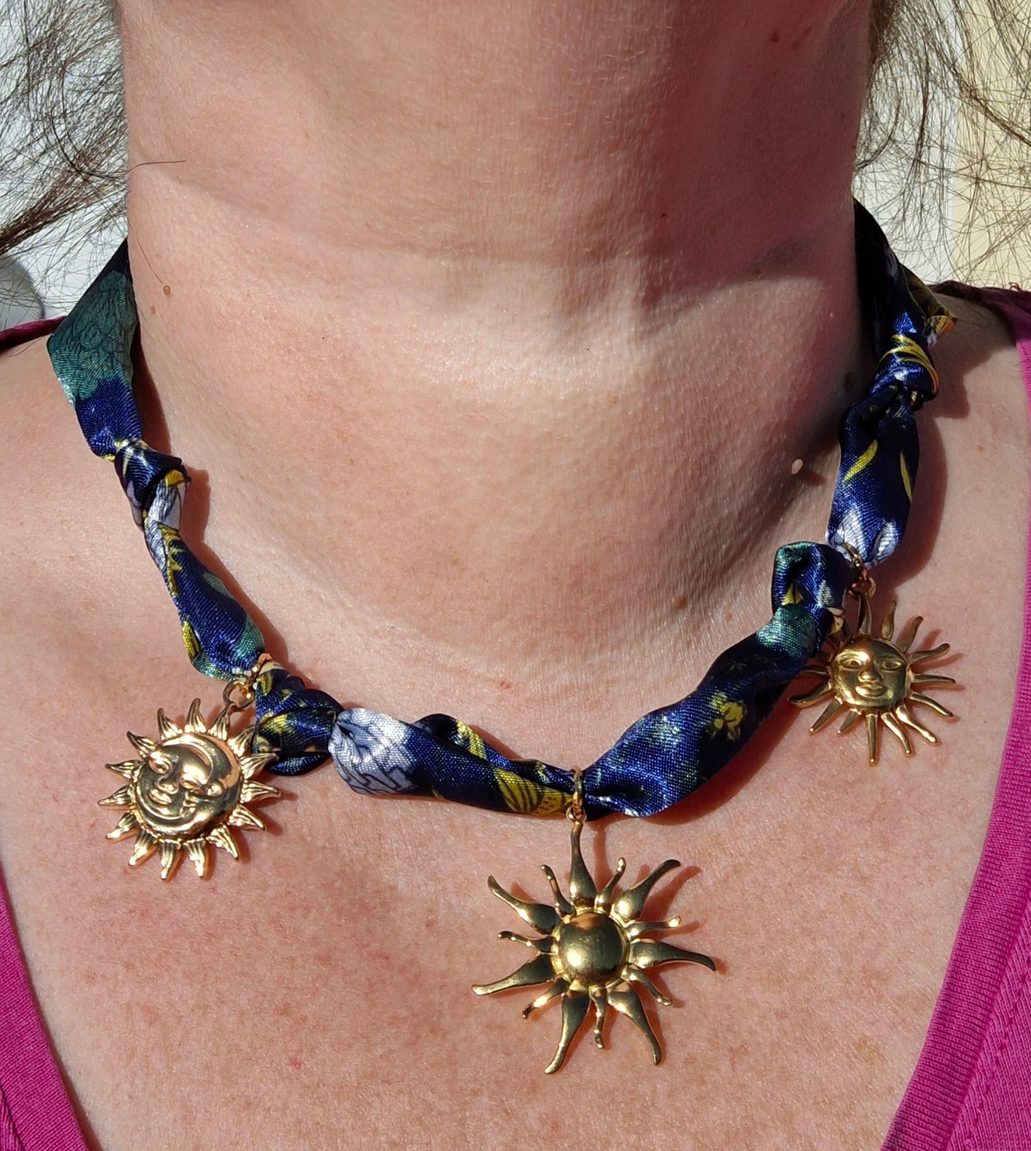 Collier foulard handmade et breloques stainless steel 316 cadeau