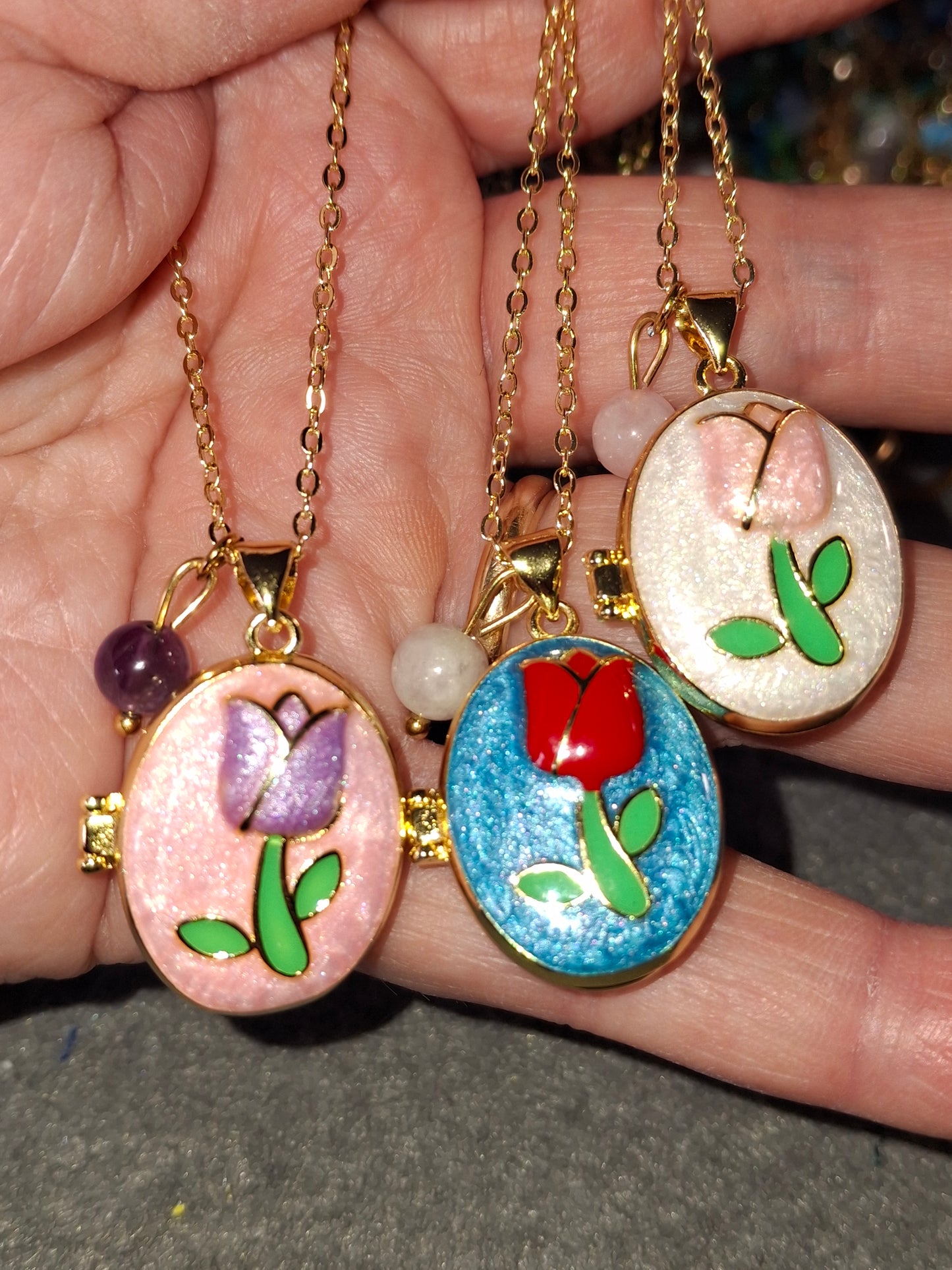 Collier pendentif porte photo et perle réglable ajustable