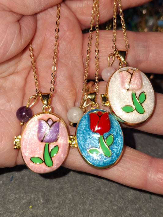 Collier pendentif porte photo et perle réglable ajustable