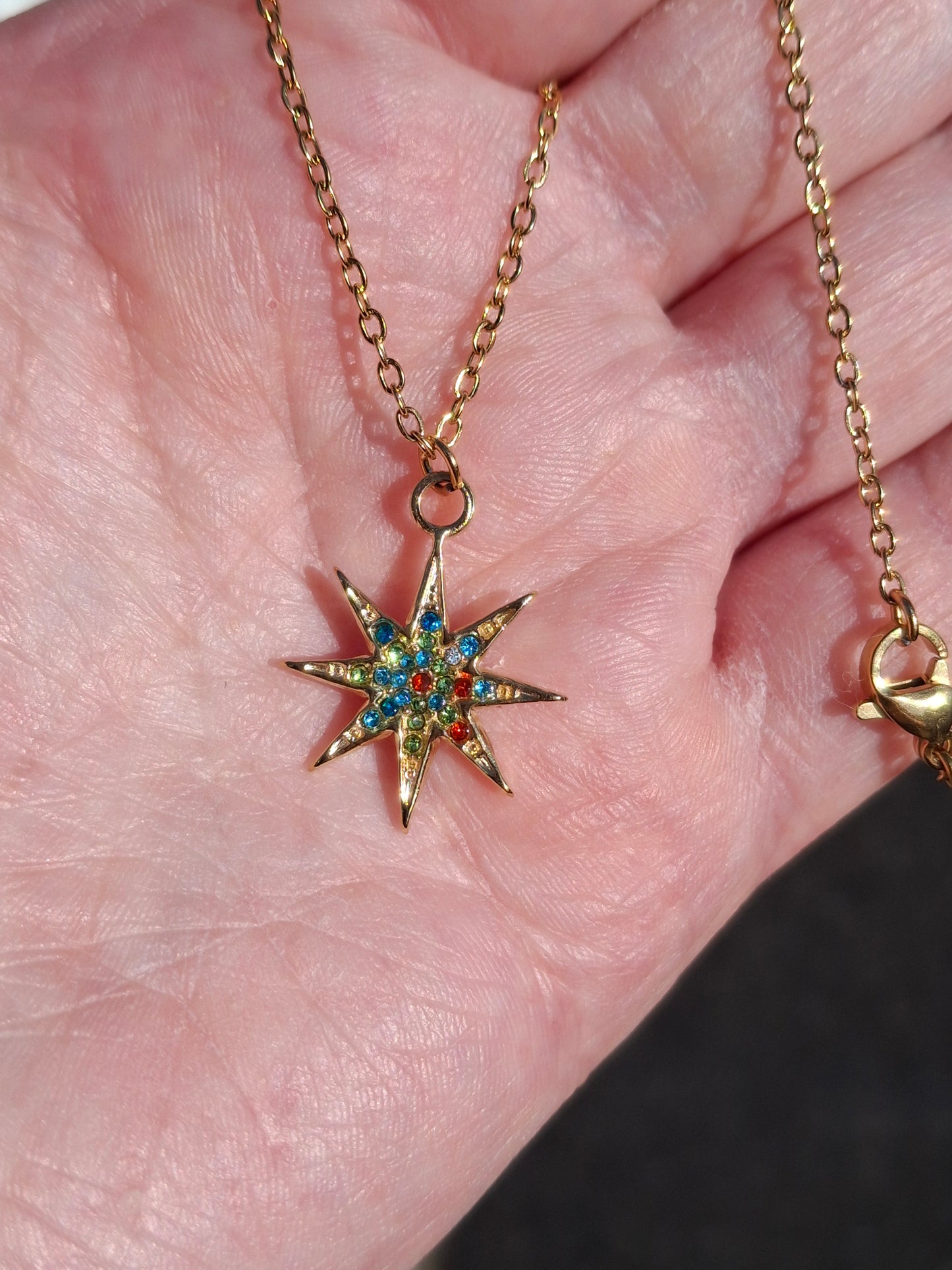 Edelstahl Goldkette Halskette Edelstahl Polarstern Anhänger Edelstahl