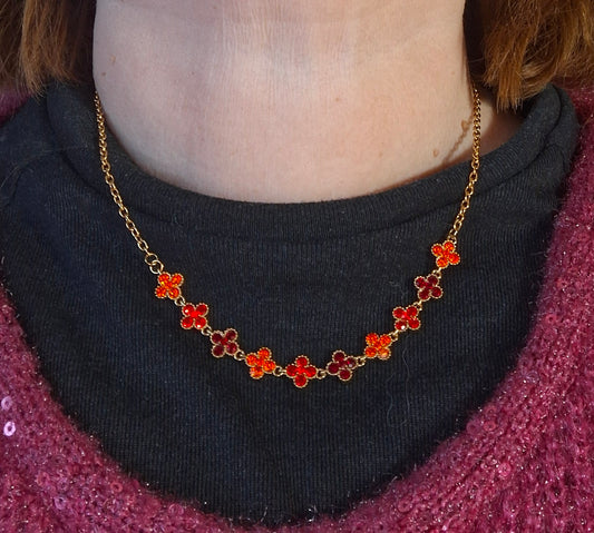 Halskette goldfarbene Kette Edelstahl 316 Kristall und Kette Edelstahl 316 handgefertigt