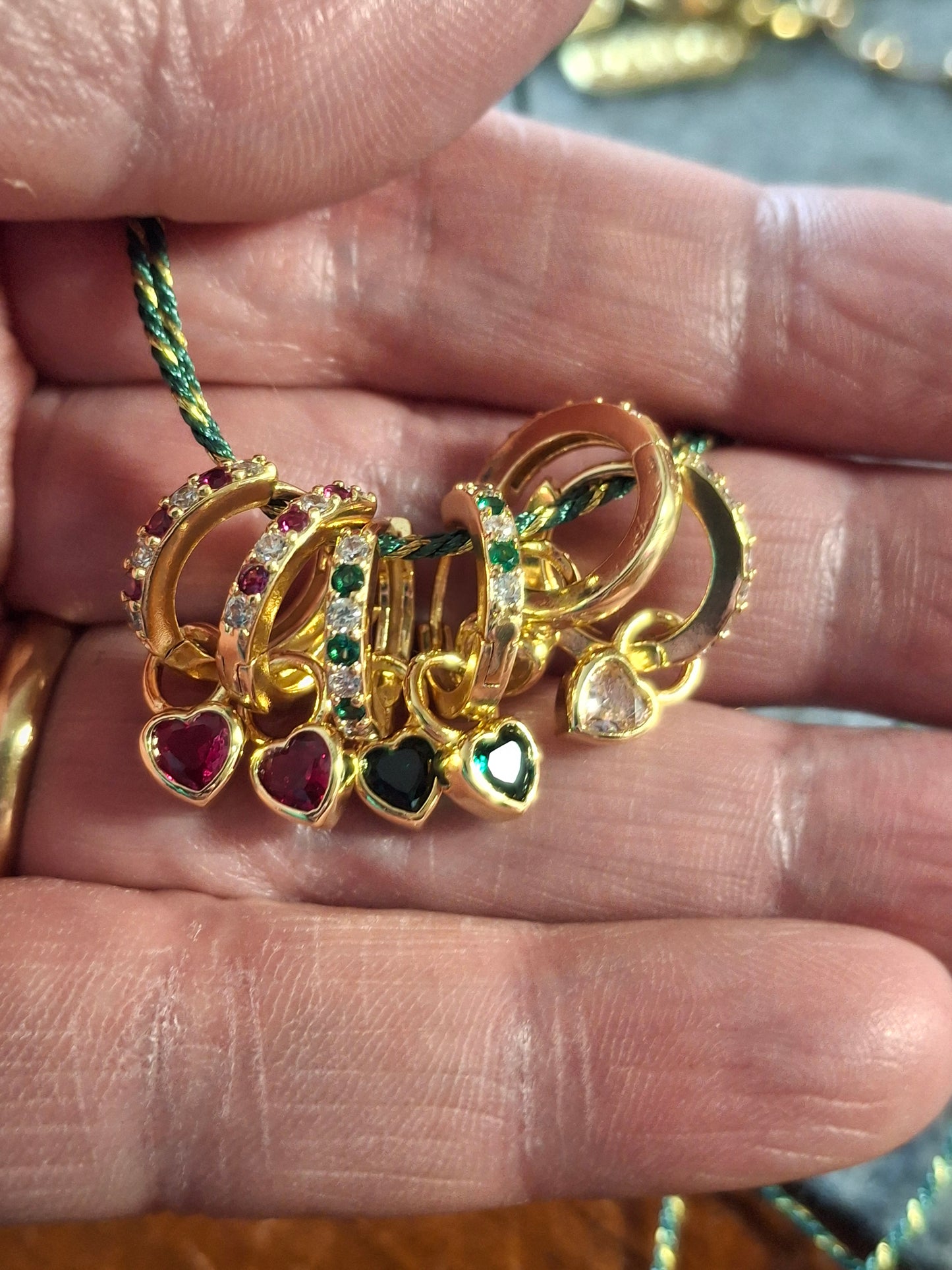 Single earrings, 316 stainless steel huggies and heart pendant with zirconia