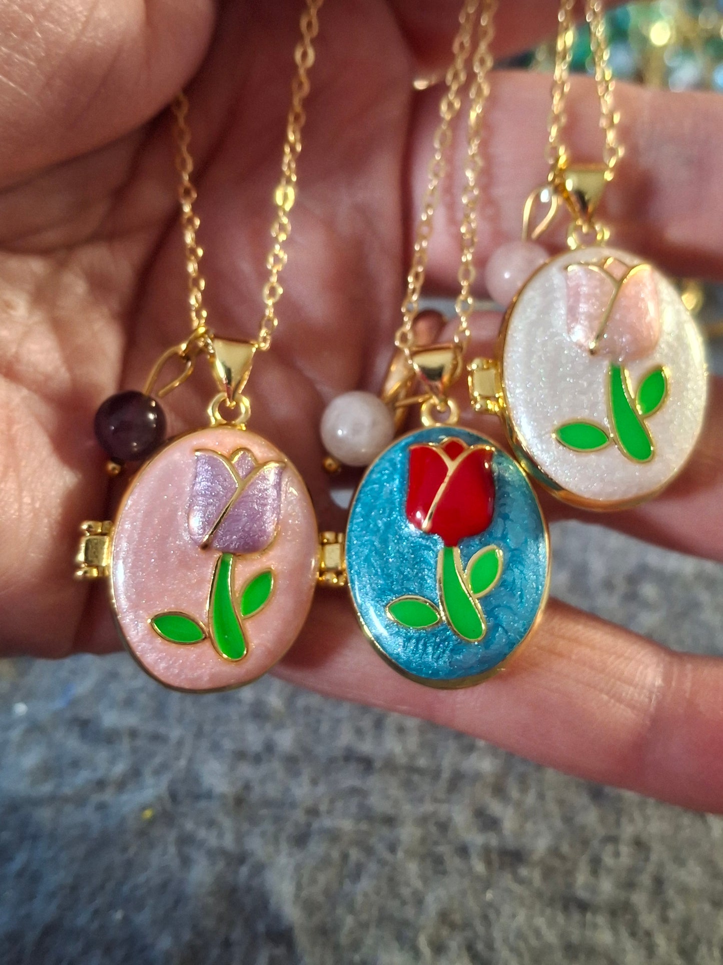 Collier pendentif porte photo et perle réglable ajustable