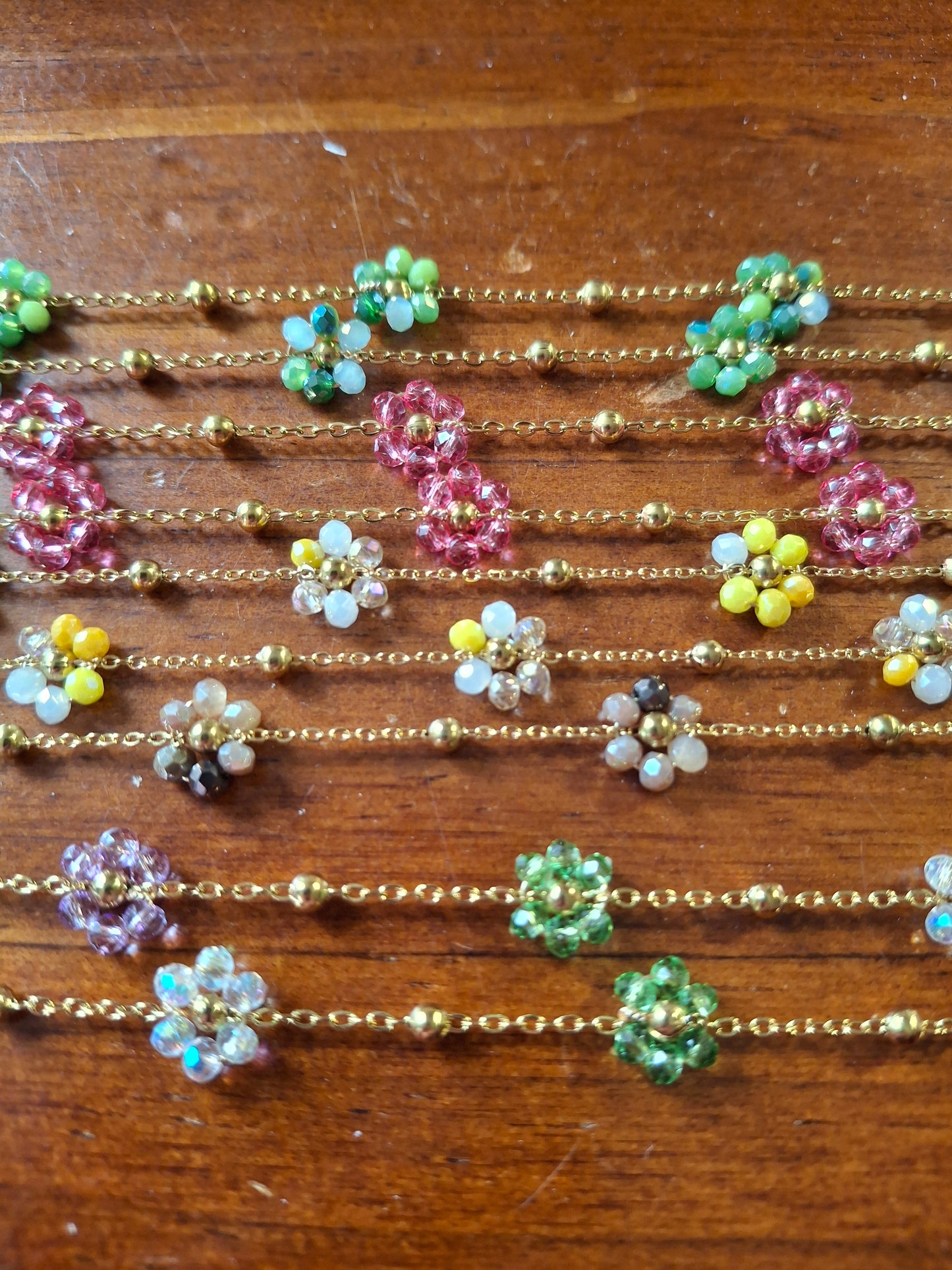 Collier chaîne dorée acier inoxydable stainless steel 316 et fleurs