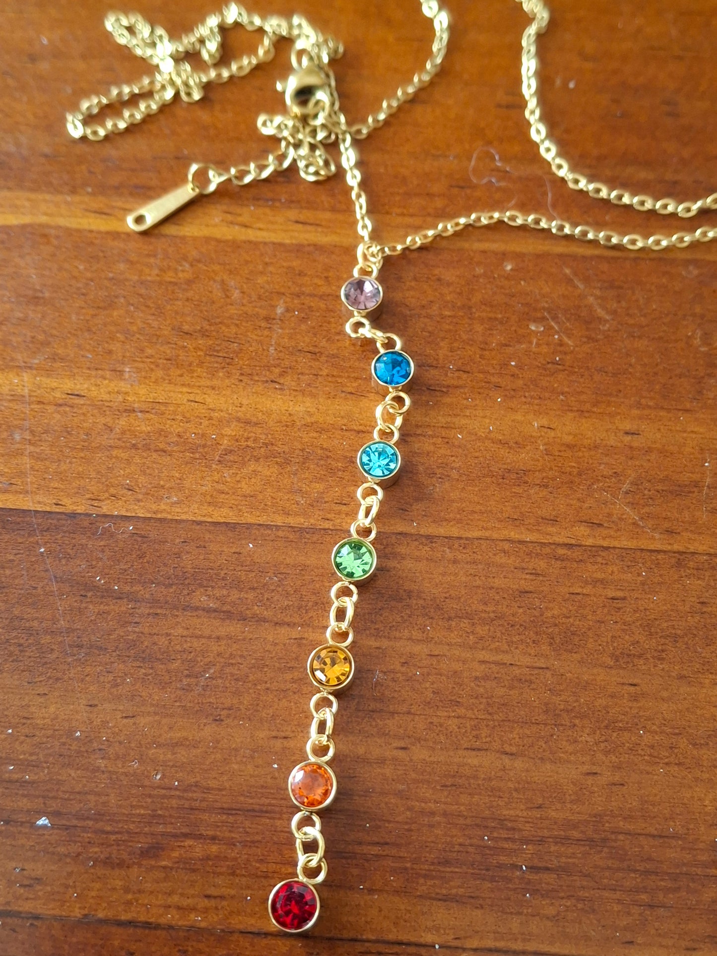 Y-förmige Halskette, Edelstahl 316, 7 Chakren