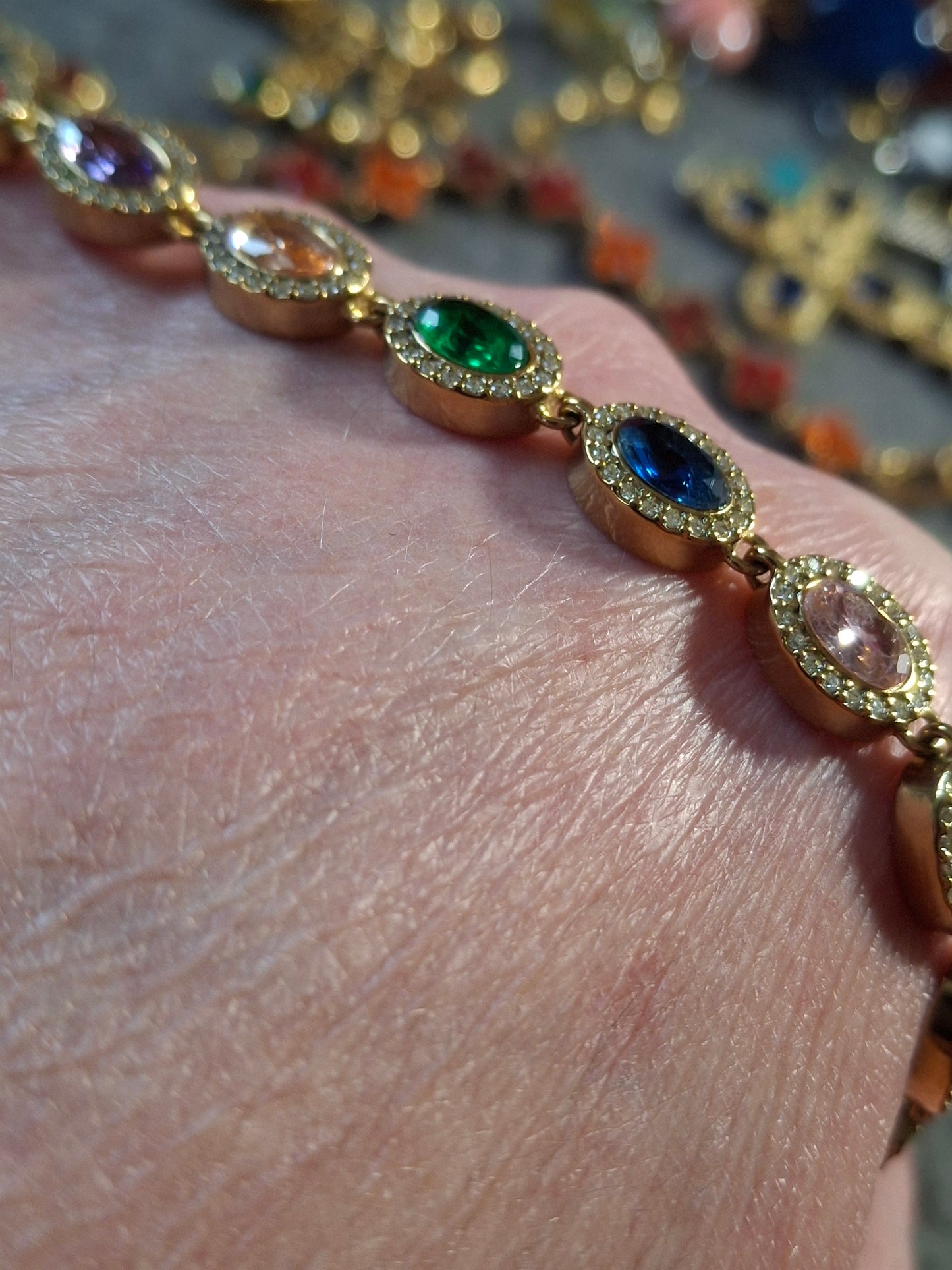 Armband Kette Edelstahl 316 von höchster Qualität, Kristall mit Zirkonia besetzt, Madonnenanhänger Edelstahl 316, handgefertigt, nur auf Maß