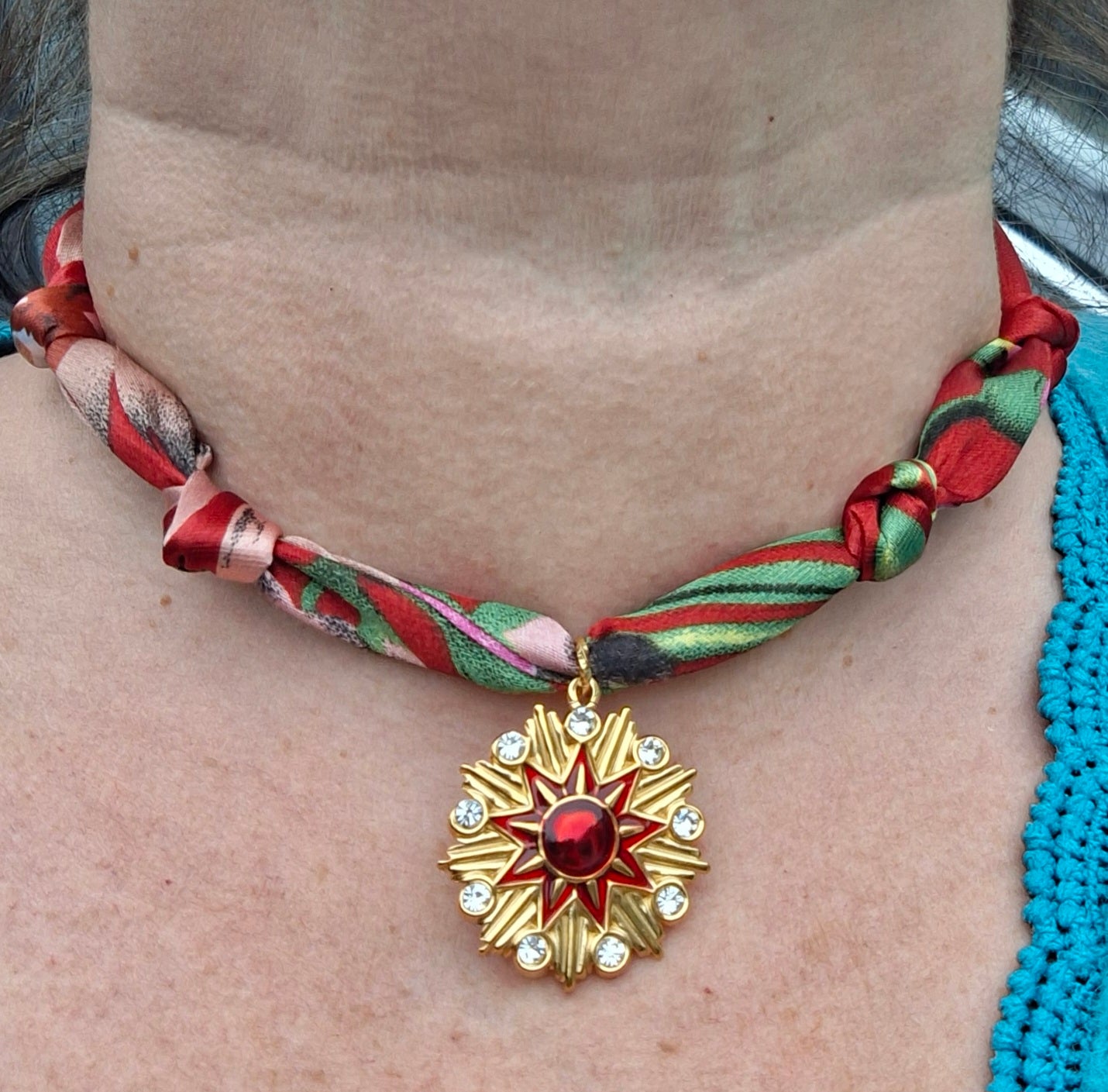 Collier foulard pendentif soleil stainless steel 316 poli