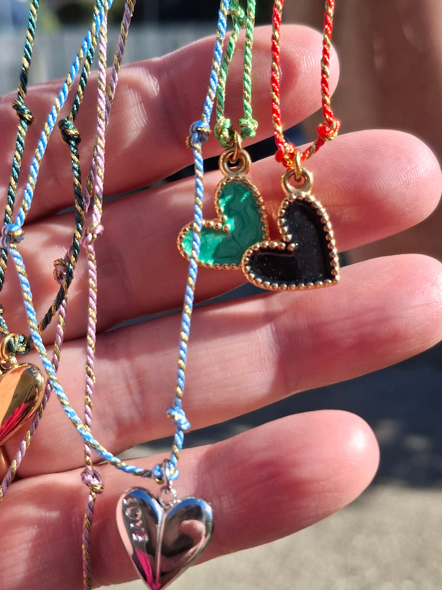 Collier cordon tressé fin pendentif coeur cadeau handmade