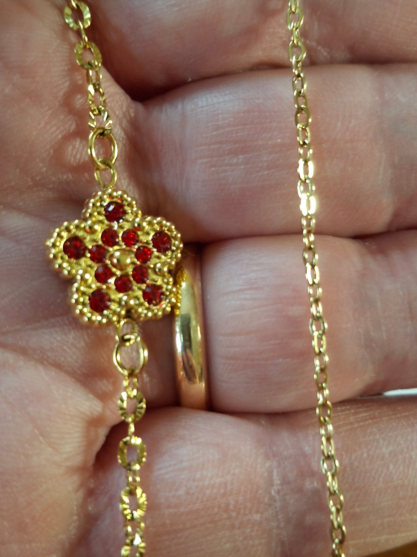 Bracelet chaîne acier inoxydable stainless steel 316 et fleur de prunier stainless steel 316 sertie zirconium sur mesure