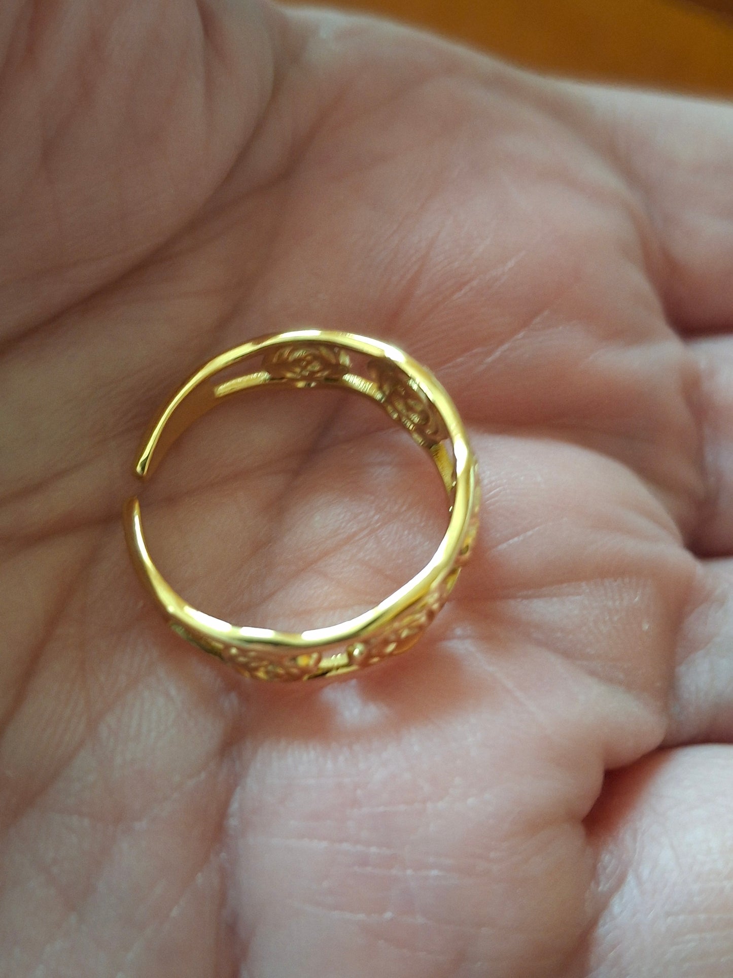 Bague acier inoxydable stainless steel 316 ,motif fleurs réglable ajustable