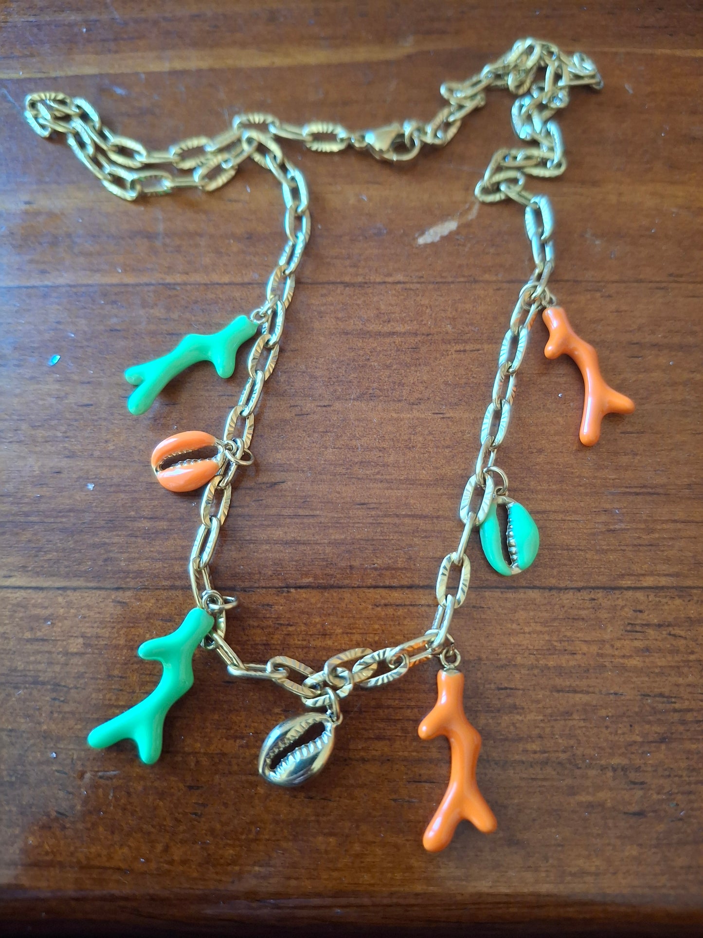 Collier acier inoxydable stainless steel et breloques stainless steel réglable handmade